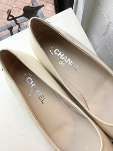Chanel Cream Patent Ballerina Flats