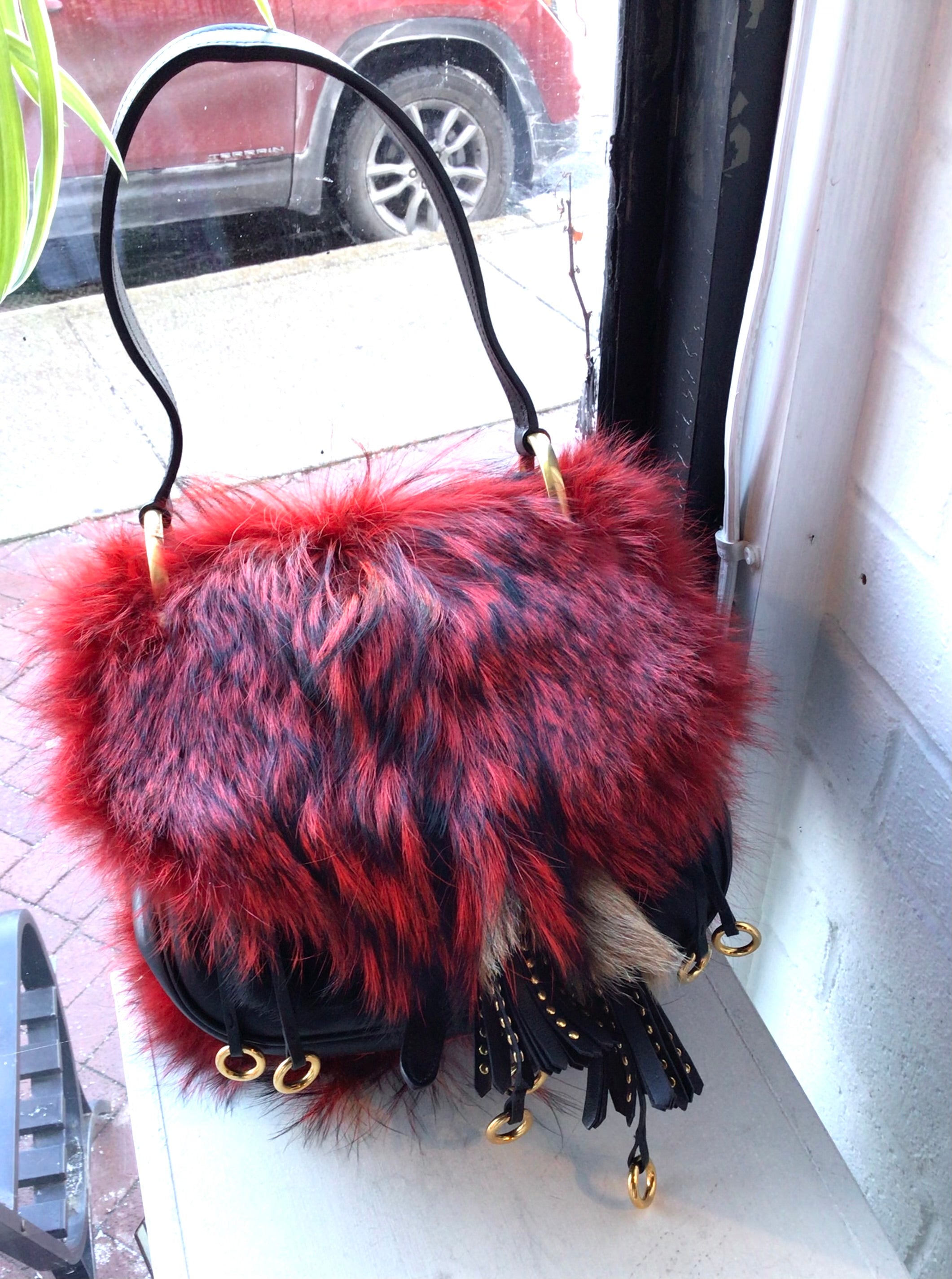 Prada Volpetta City Corsaire Fox Fur and Calf Leather Purse - Additional Strap & Dust Bag