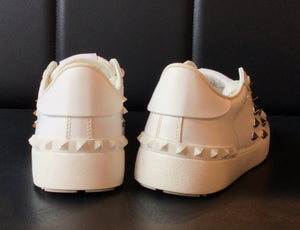 Valentino Garavani White Leather Rock Stud Sneakers