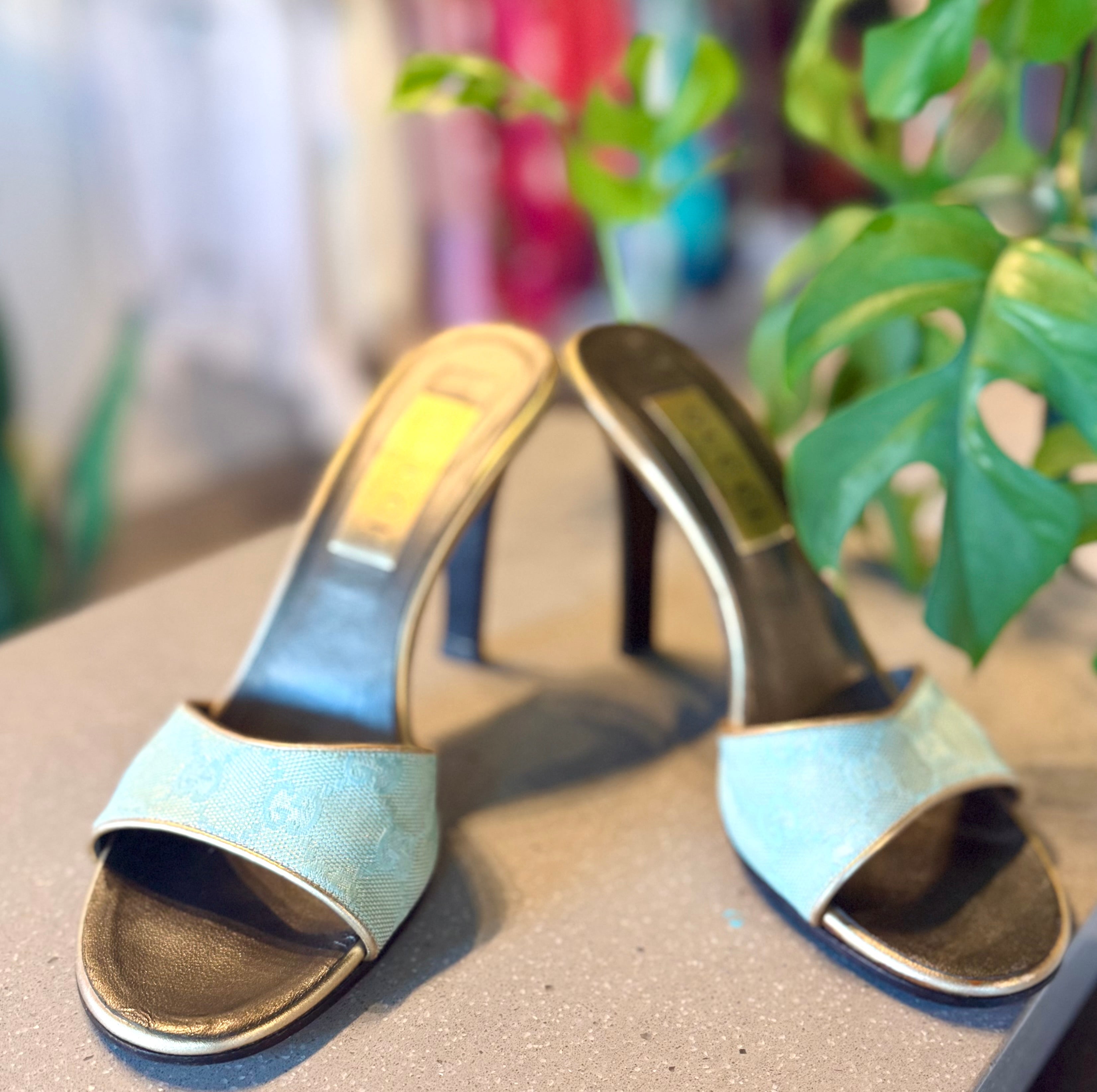 Gucci Pale Blue Mules