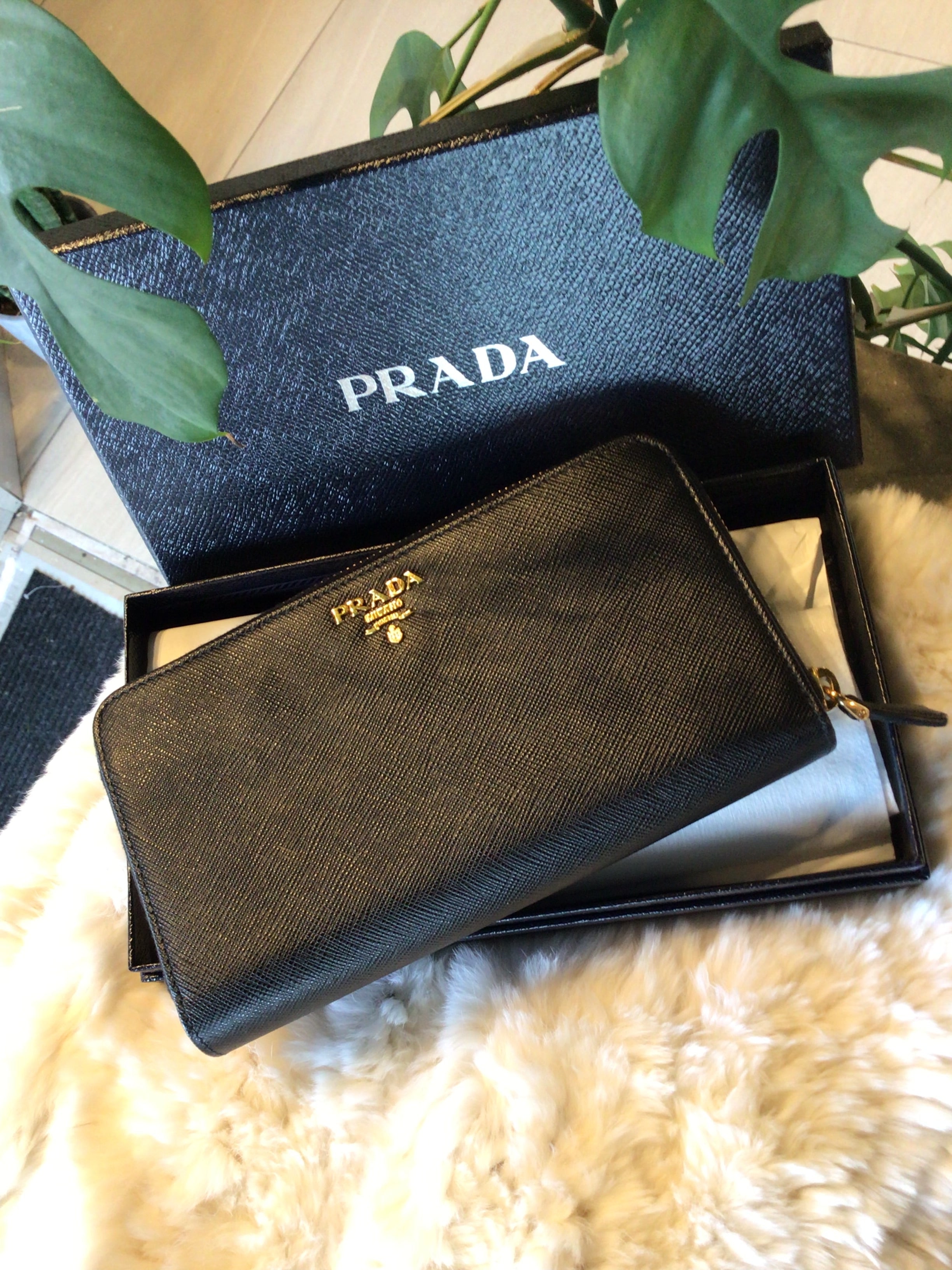 Prada Black Saffiano Lux Leather Wallet