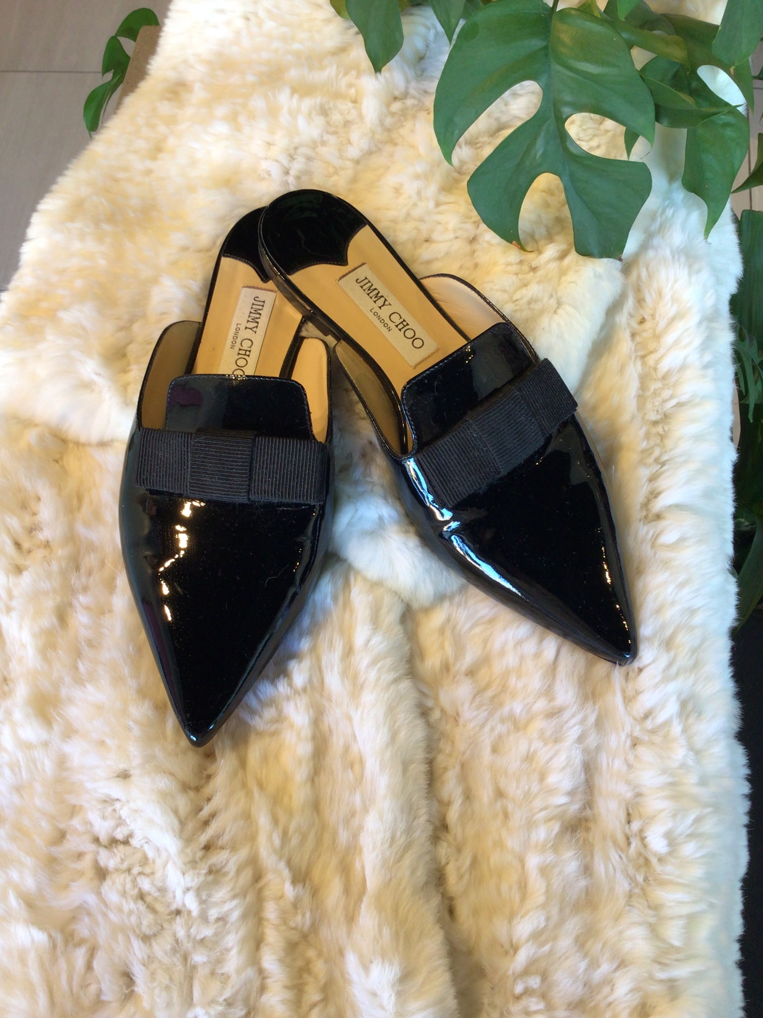 Jimmy Choo Black Patent Slip-ons