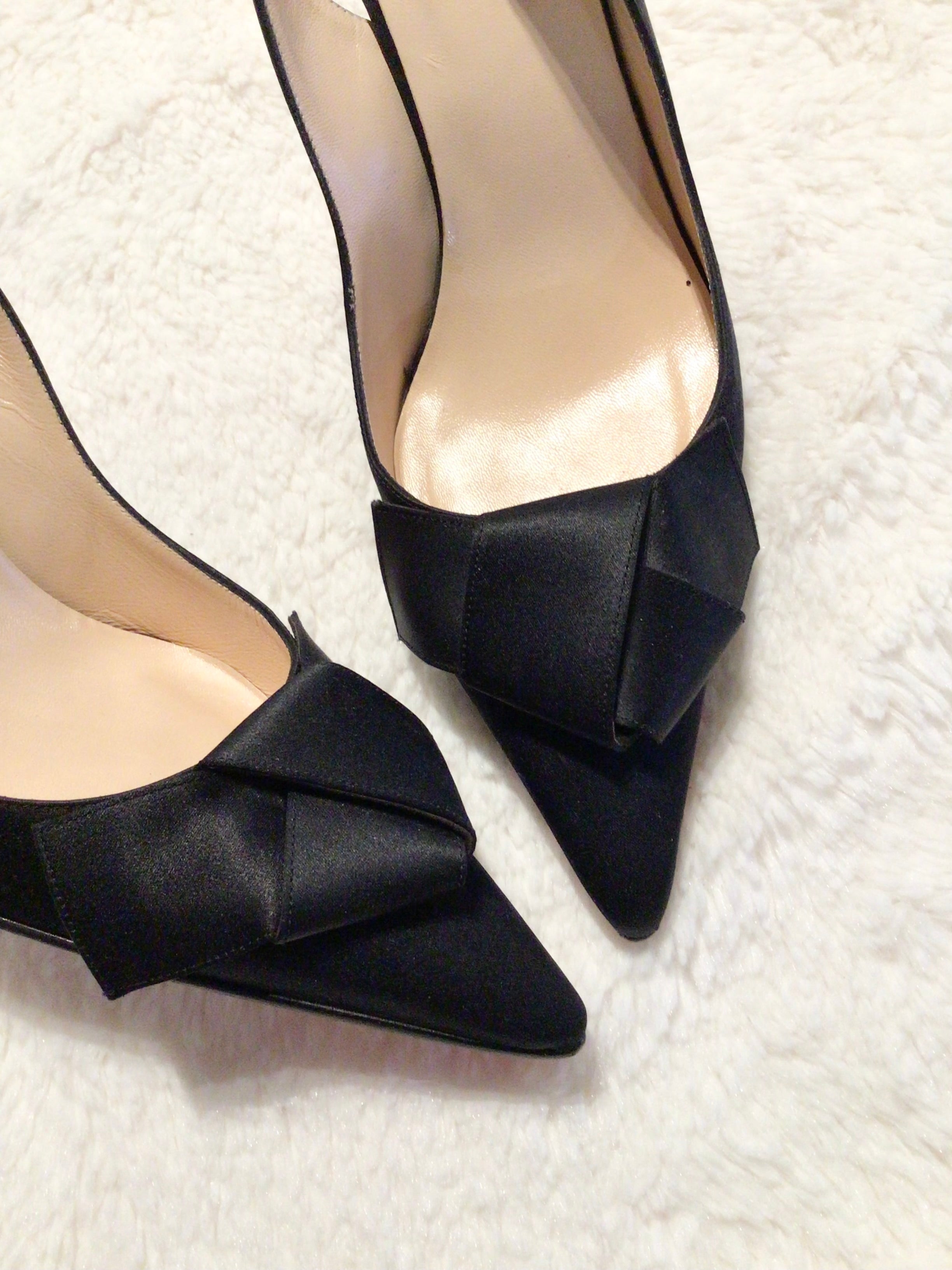 Christian Louboutin Black Satin Slingbacks