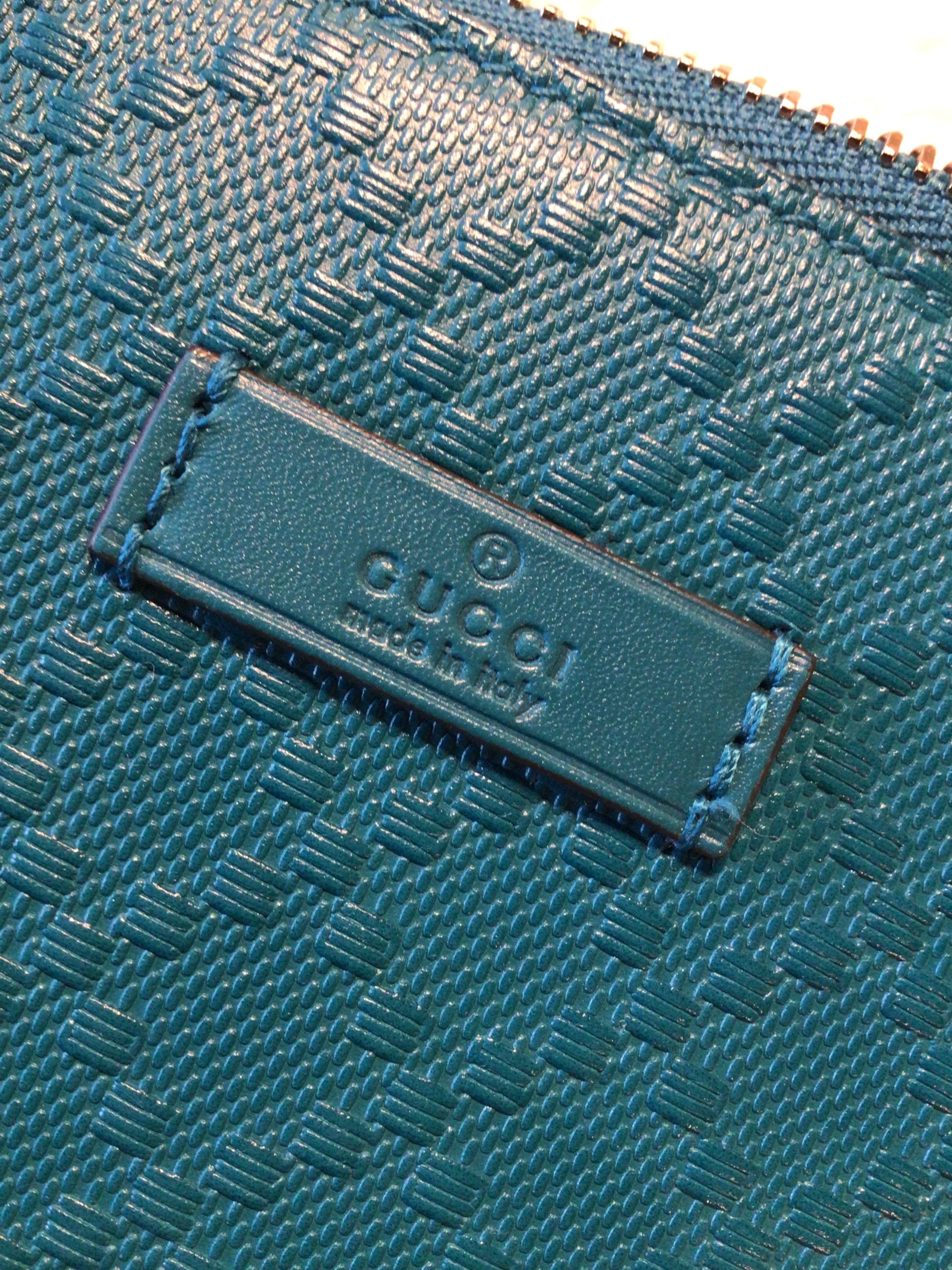 Gucci Teal Leather Clutch