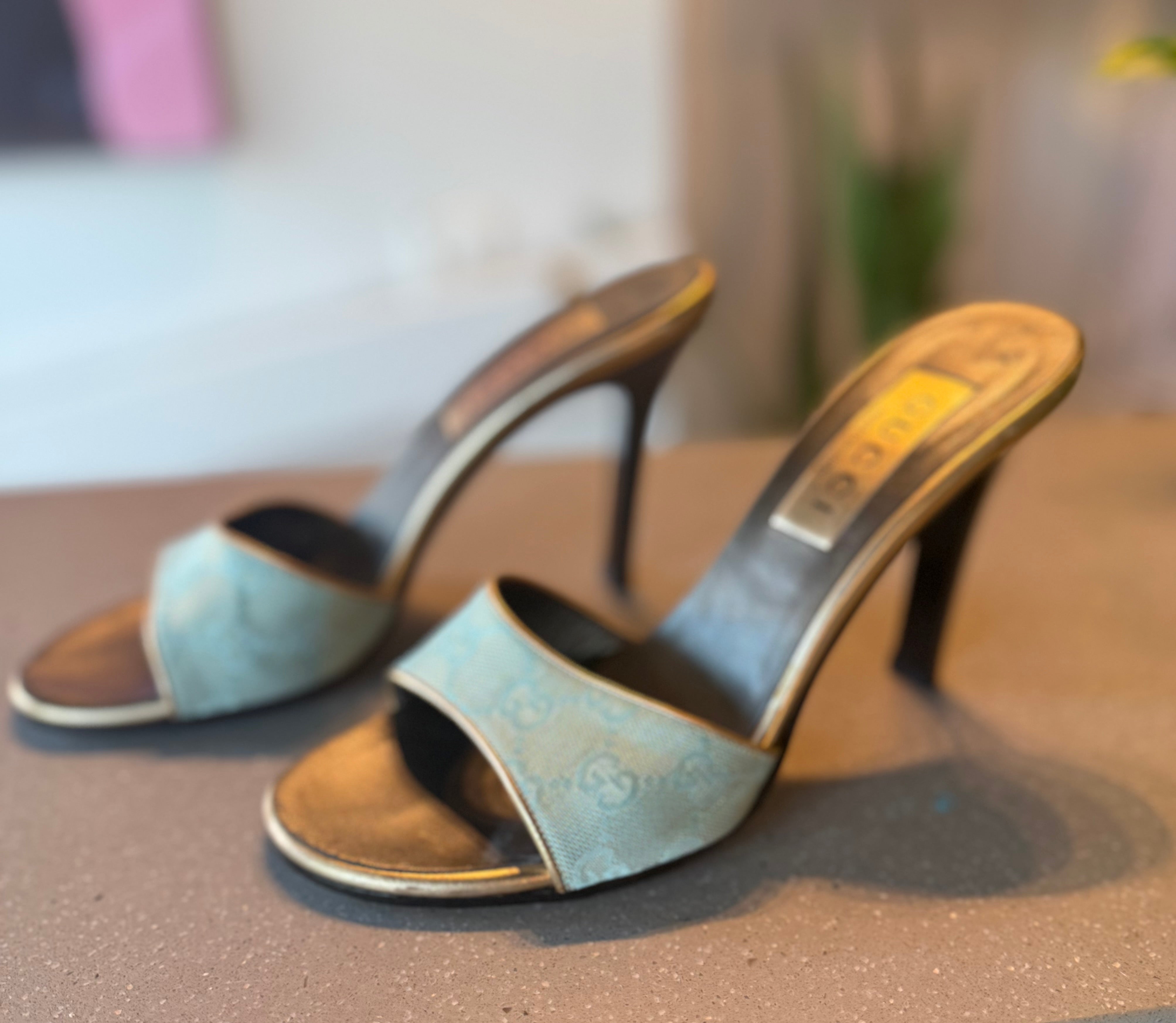 Gucci Pale Blue Mules