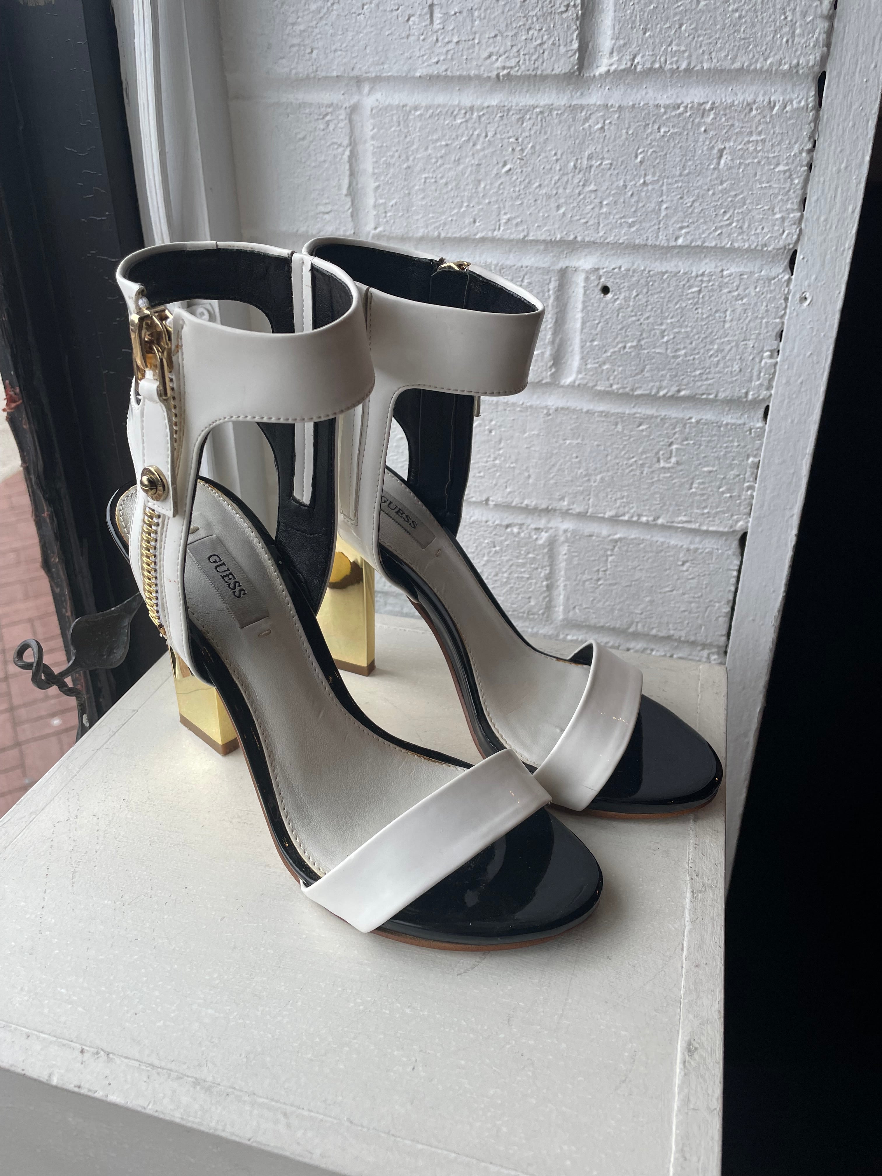 Guess White & Gold Heels