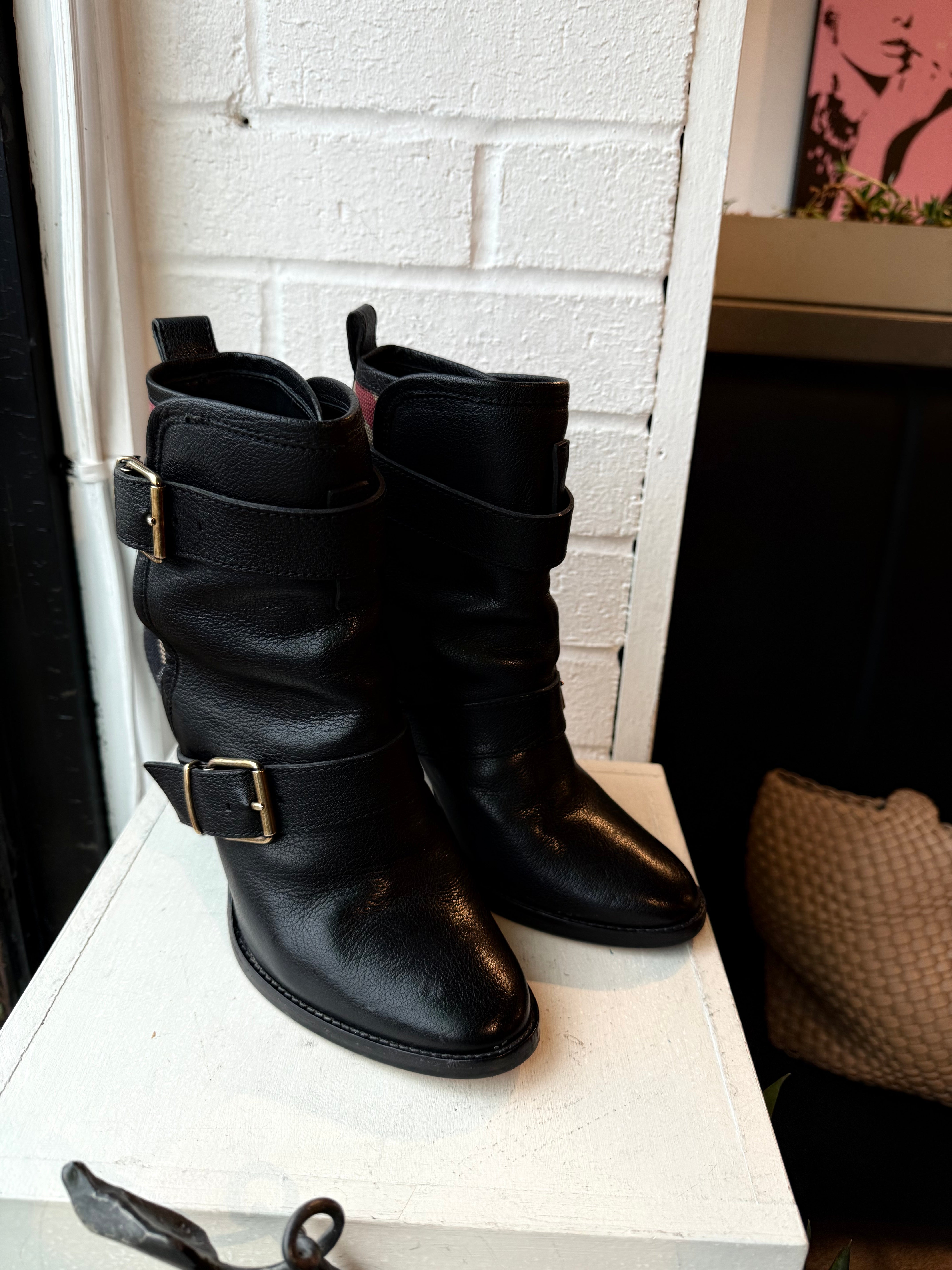 Burberry Black Leather Booties