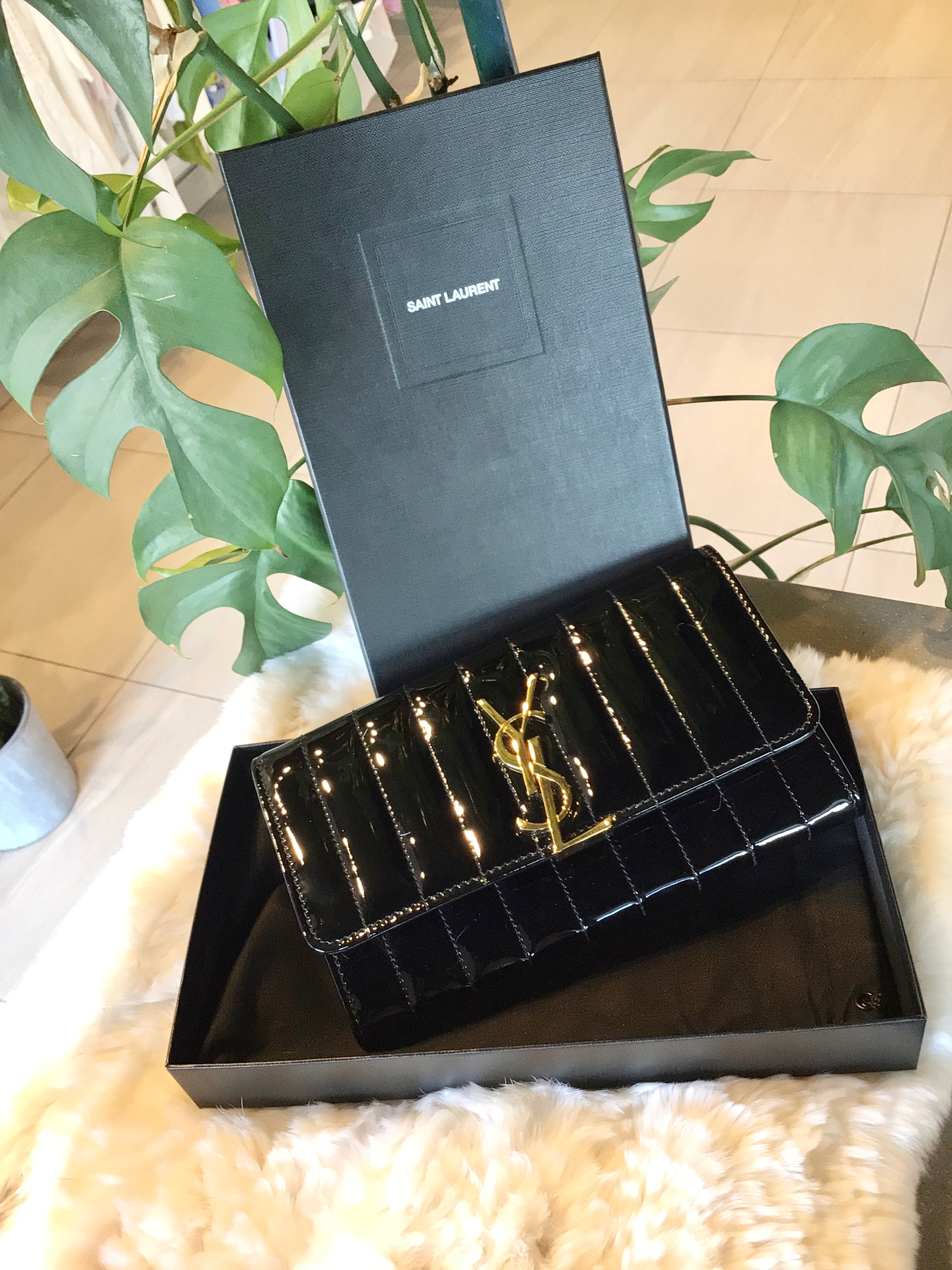 YSL Black Patent Leather Wallet