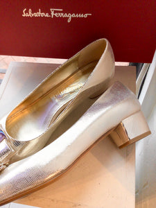 Salvatore Ferragamo Gold Calf Leather Shoes