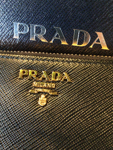 Prada Black Saffiano Lux Leather Wallet