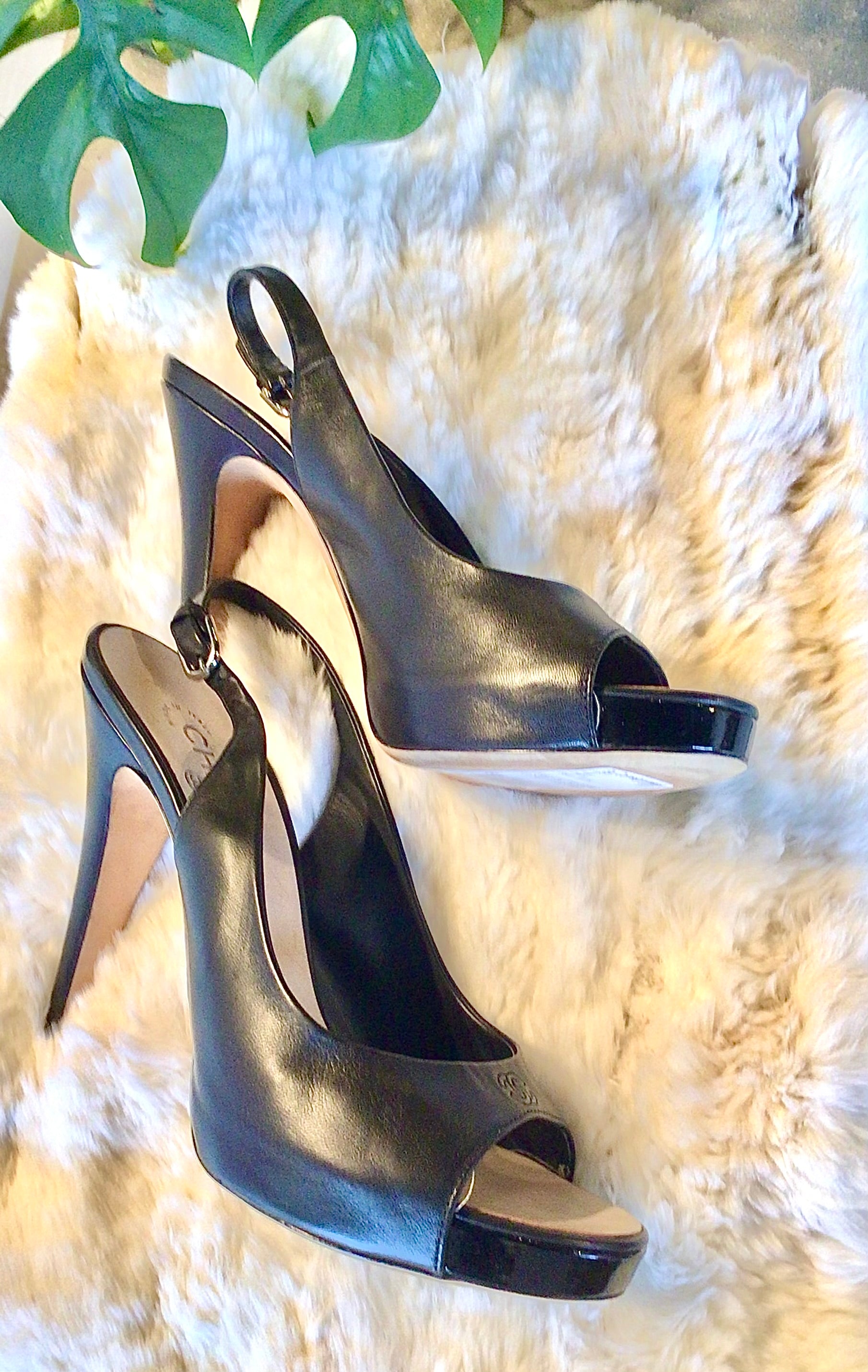 Chanel Black Leather Slingbacks
