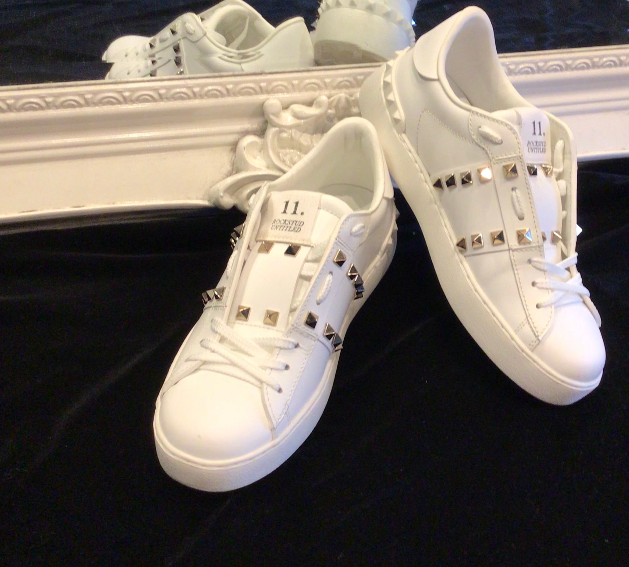 Valentino Garavani White Leather Rock Stud Sneakers
