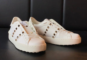 Valentino Garavani White Leather Rock Stud Sneakers