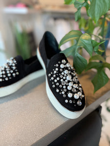 Stuart Weitzman Black Suede Slip On Sneakers