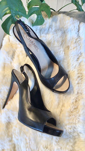 Chanel Black Leather Slingbacks