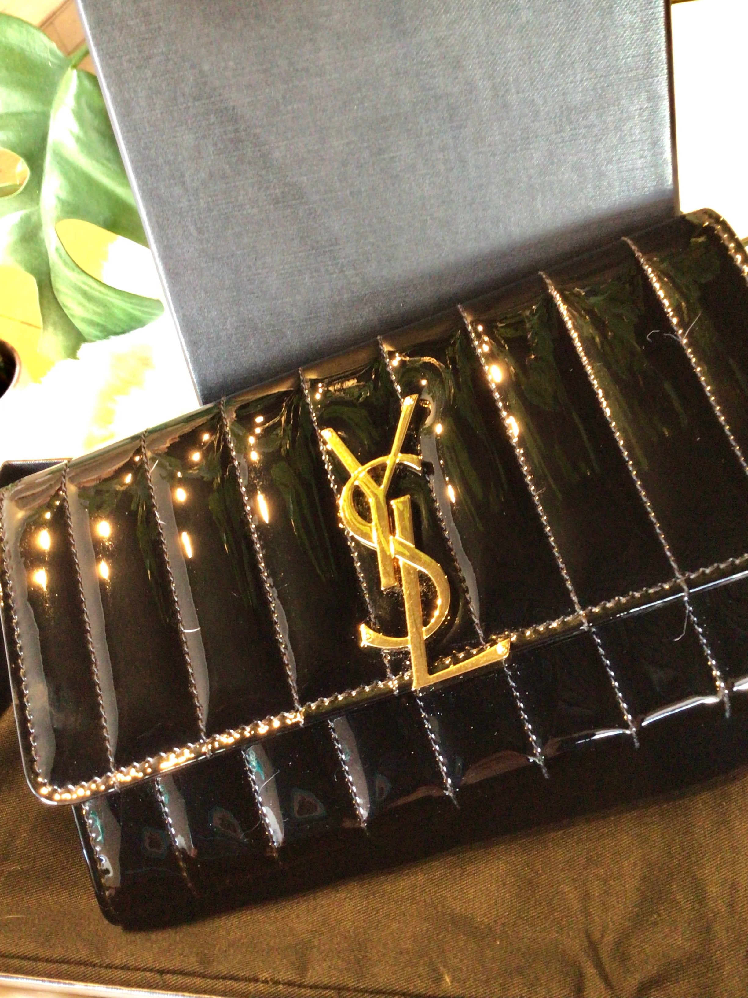 YSL Black Patent Leather Wallet