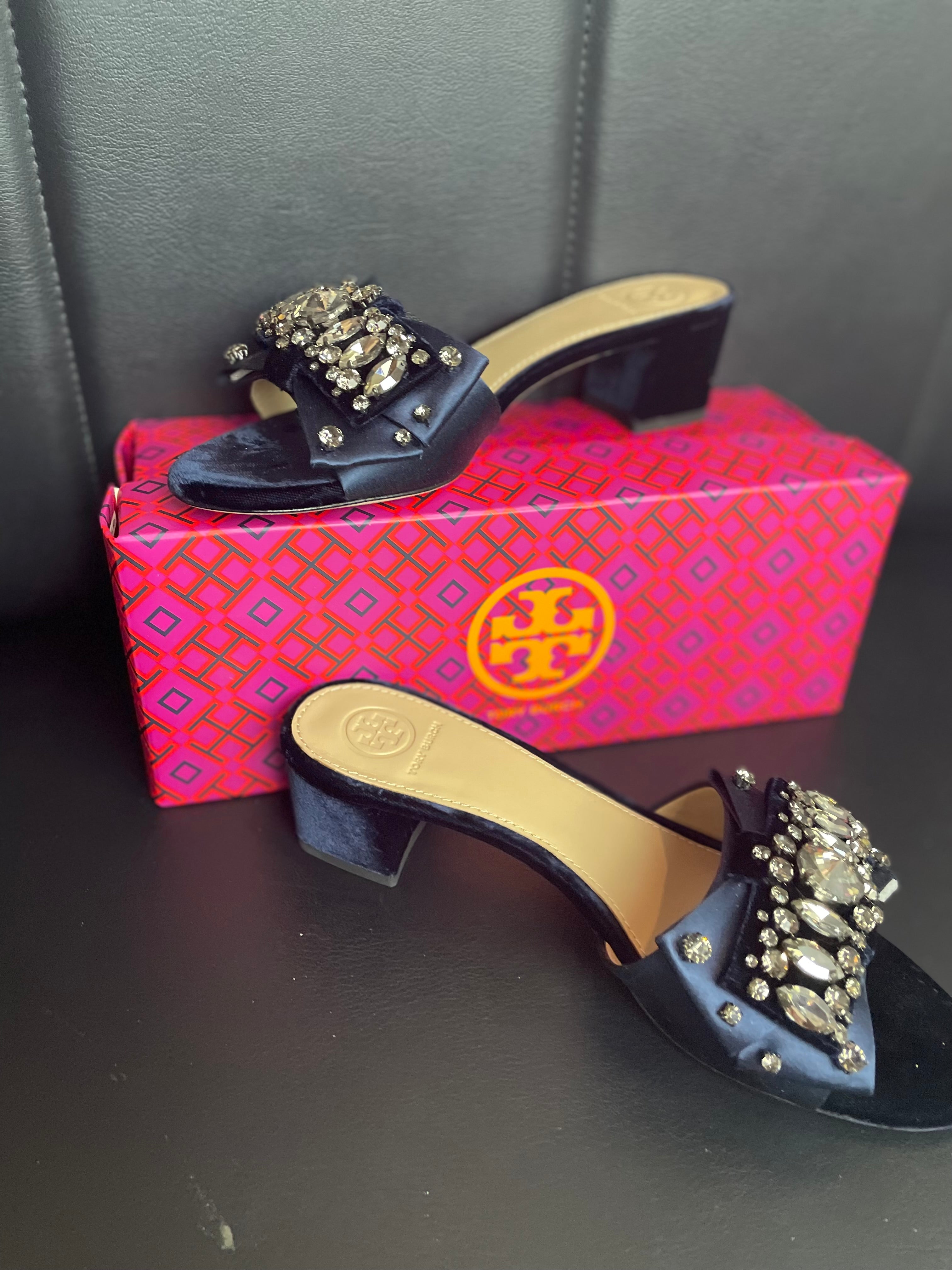 Tory Burch Blue Satin & Velvet Shoes