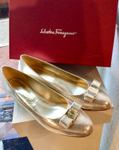 Salvatore Ferragamo Gold Calf Leather Shoes