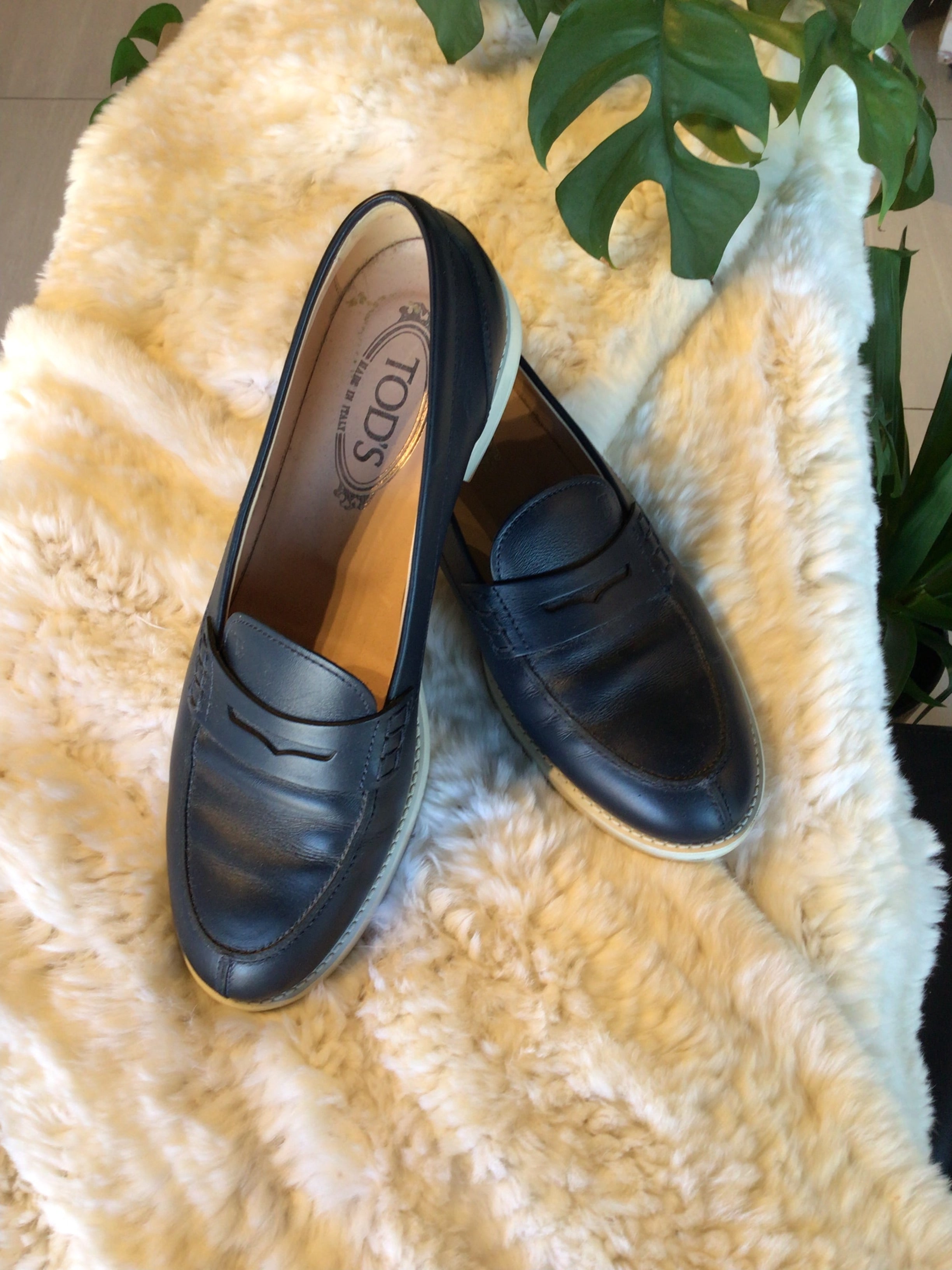 Tod’s Navy Leather Loafers