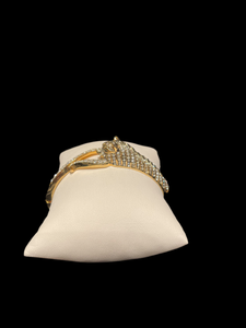 Gold Bangle with Crystal Tiger Head