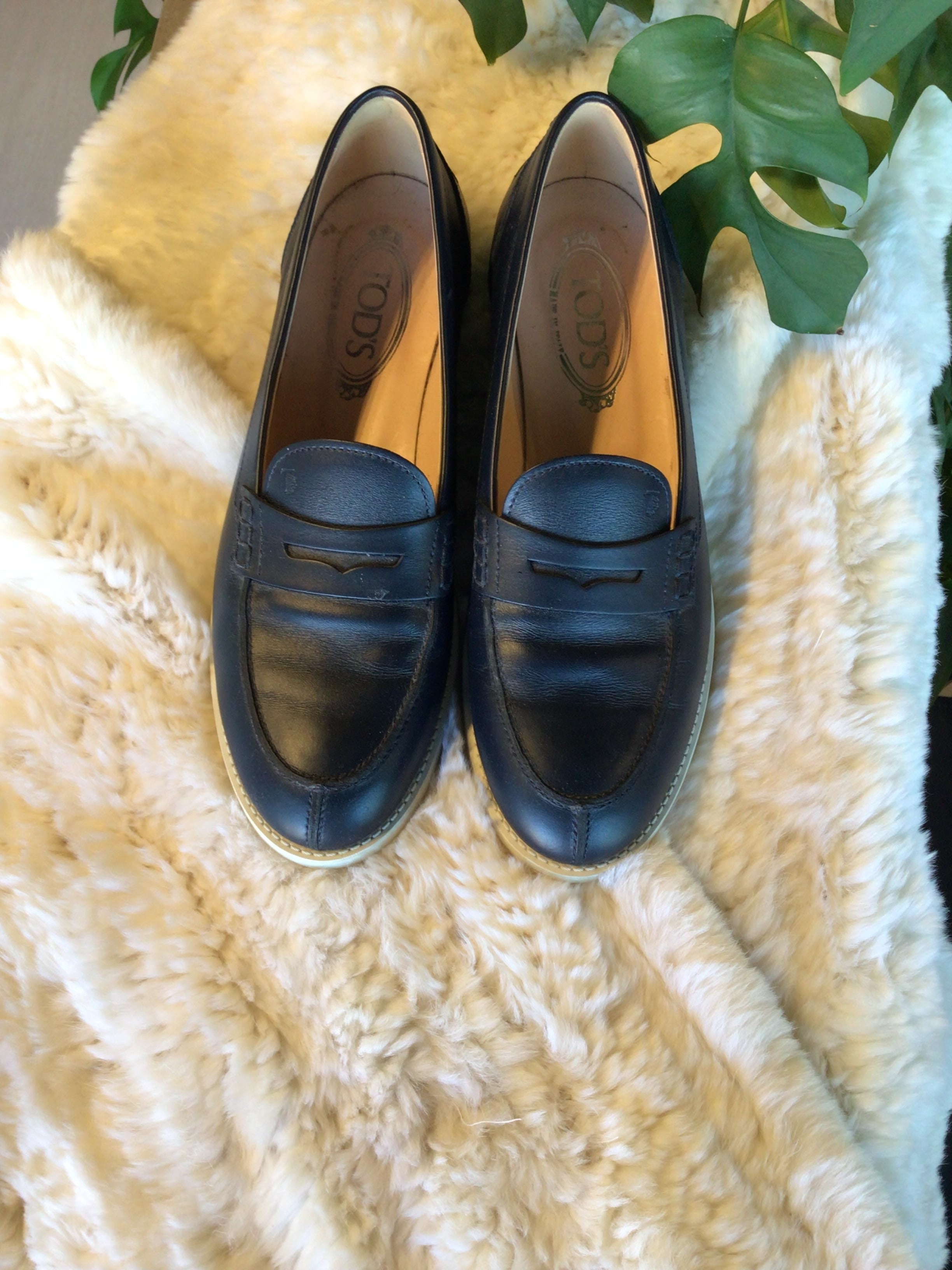 Tod’s Navy Leather Loafers
