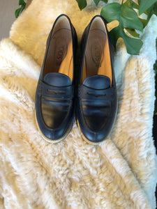 Tod’s Navy Leather Loafers