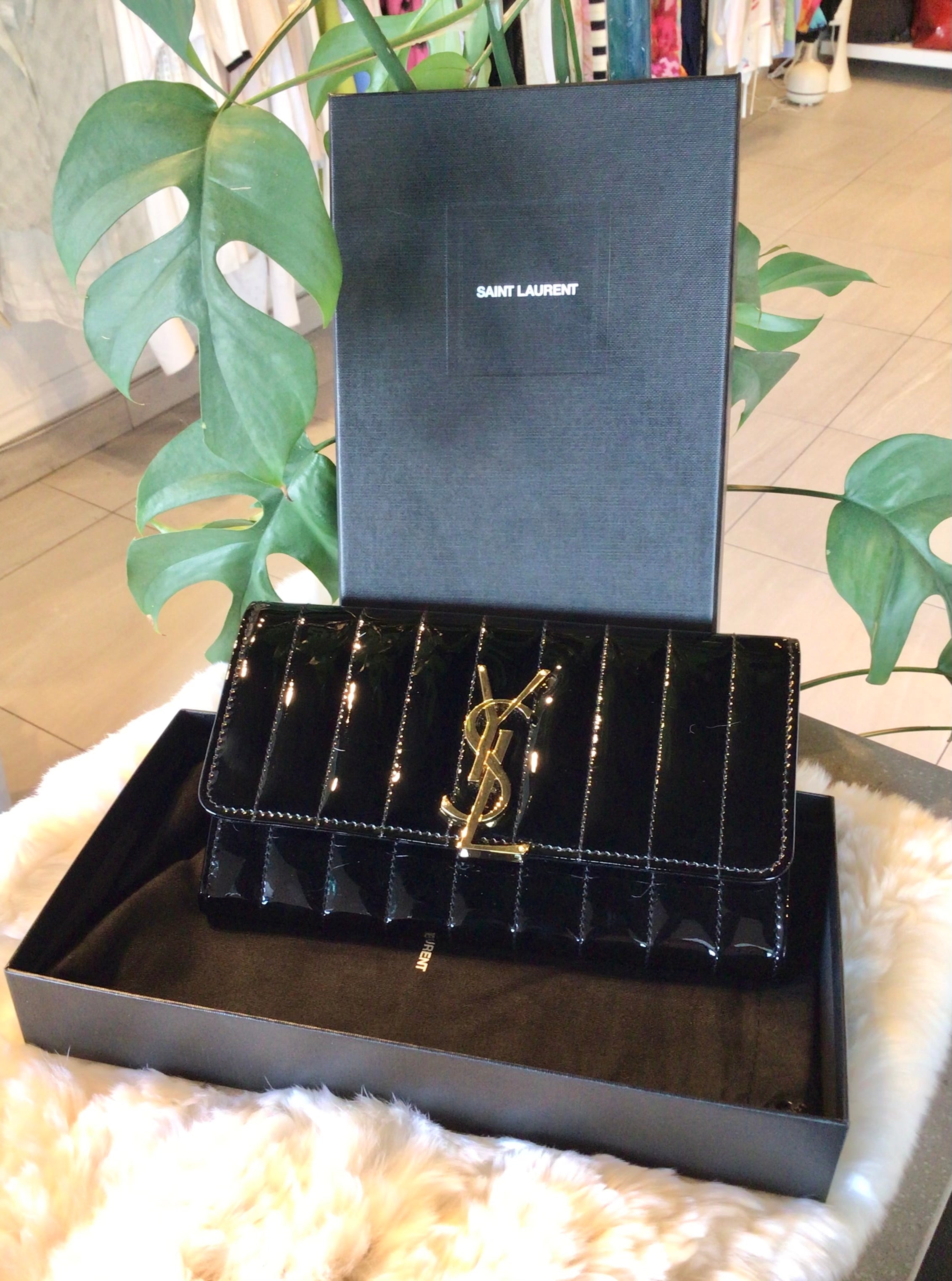 YSL Black Patent Leather Wallet