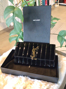 YSL Black Patent Leather Wallet