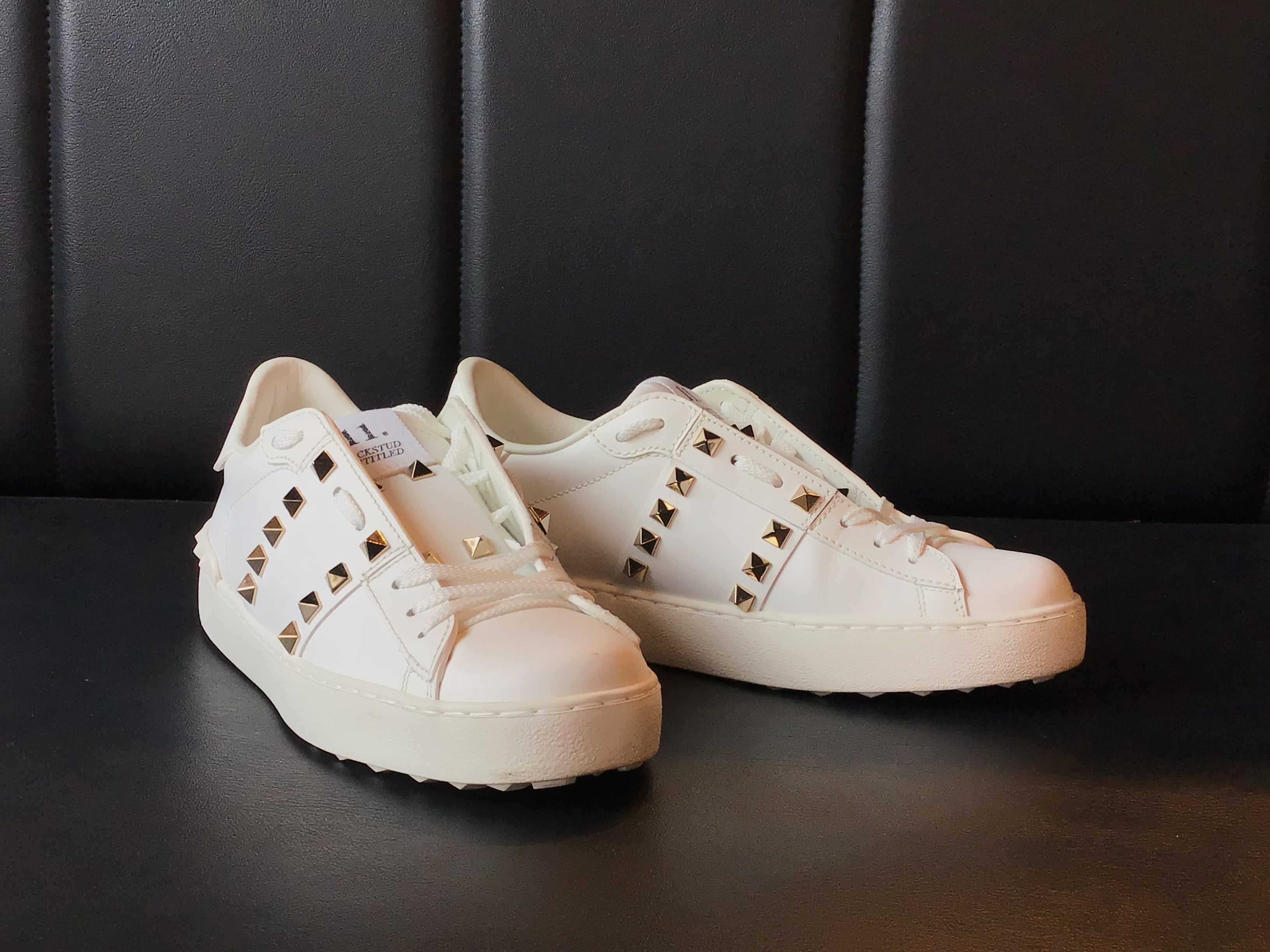 Valentino Garavani White Leather Rock Stud Sneakers
