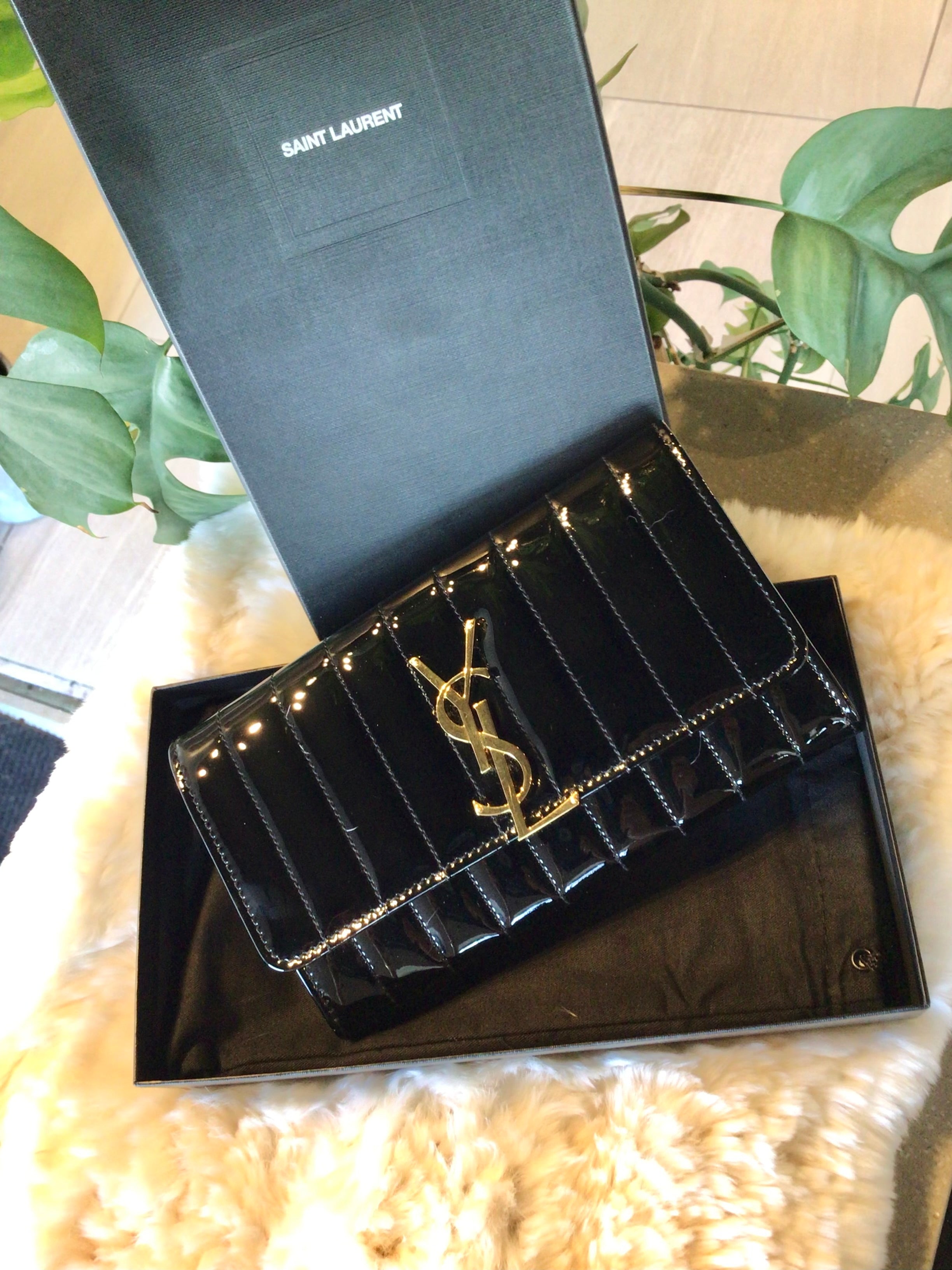 YSL Black Patent Leather Wallet