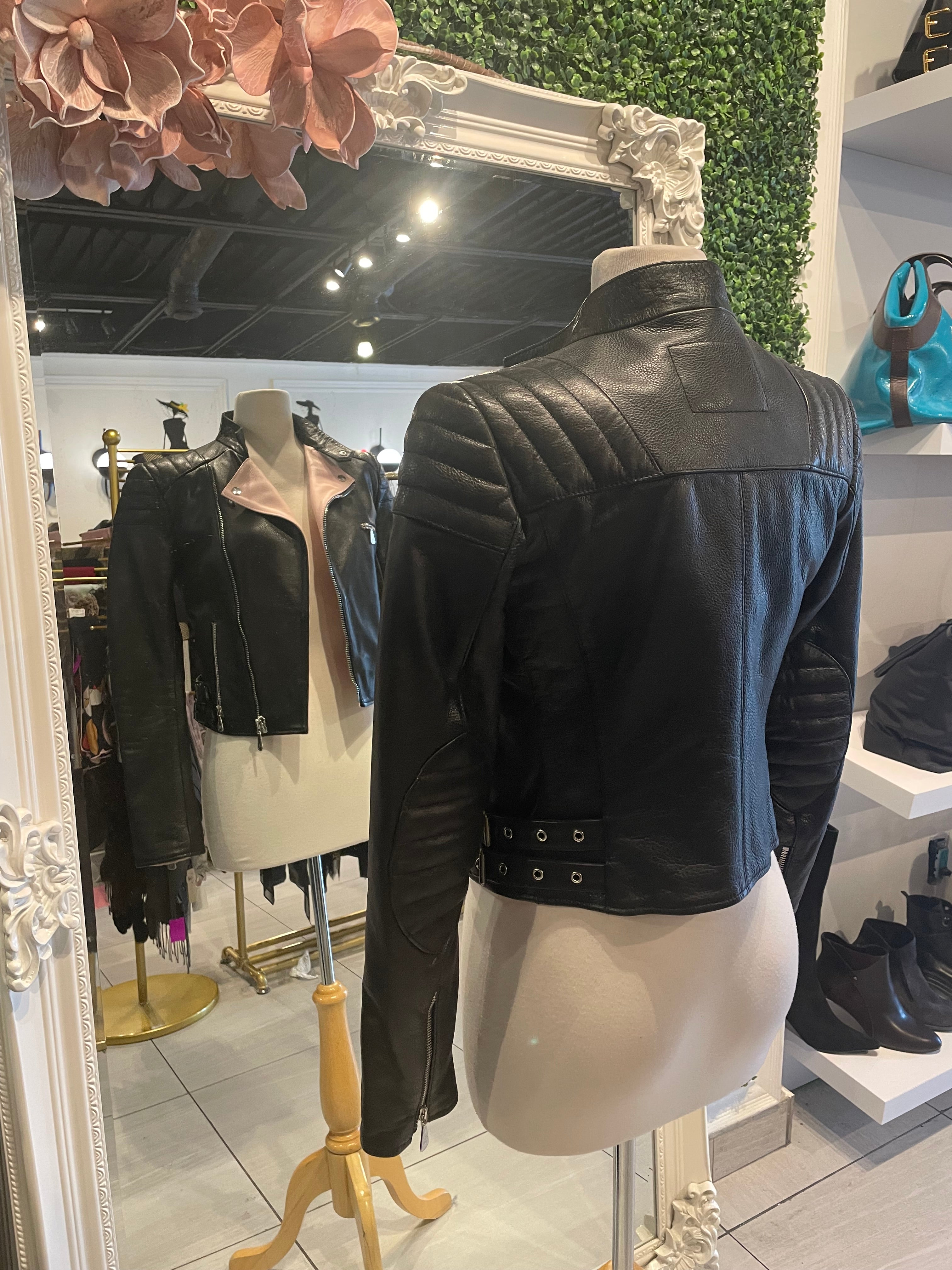 Alexander McQueen Cropped Moto Leather Jacket