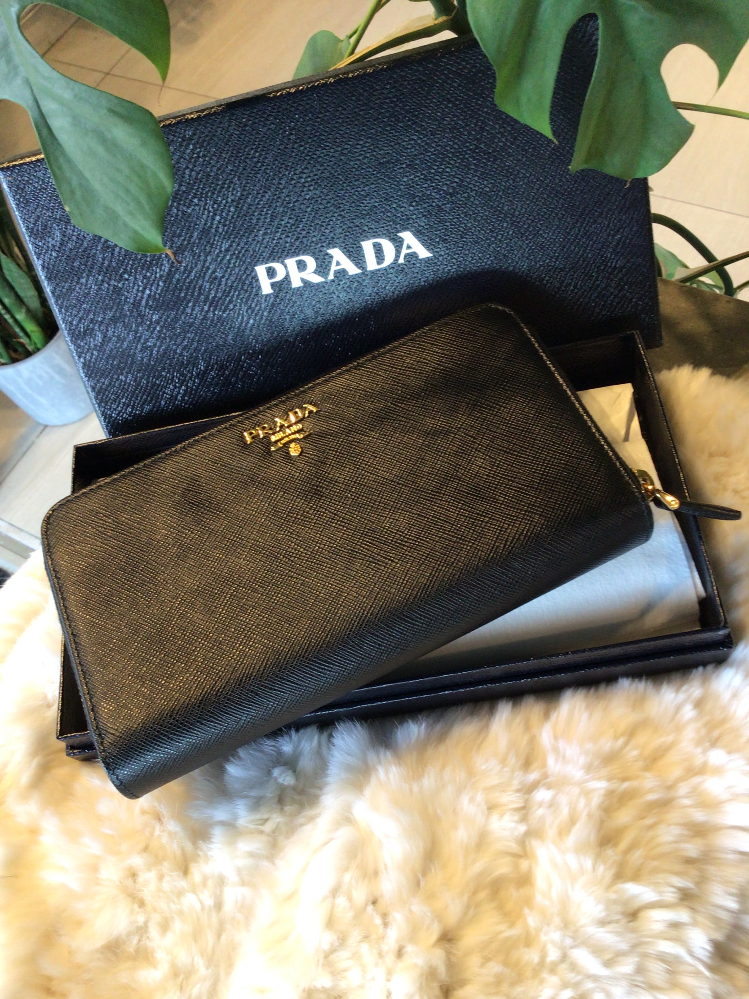 Prada Black Saffiano Lux Leather Wallet