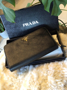 Prada Black Saffiano Lux Leather Wallet