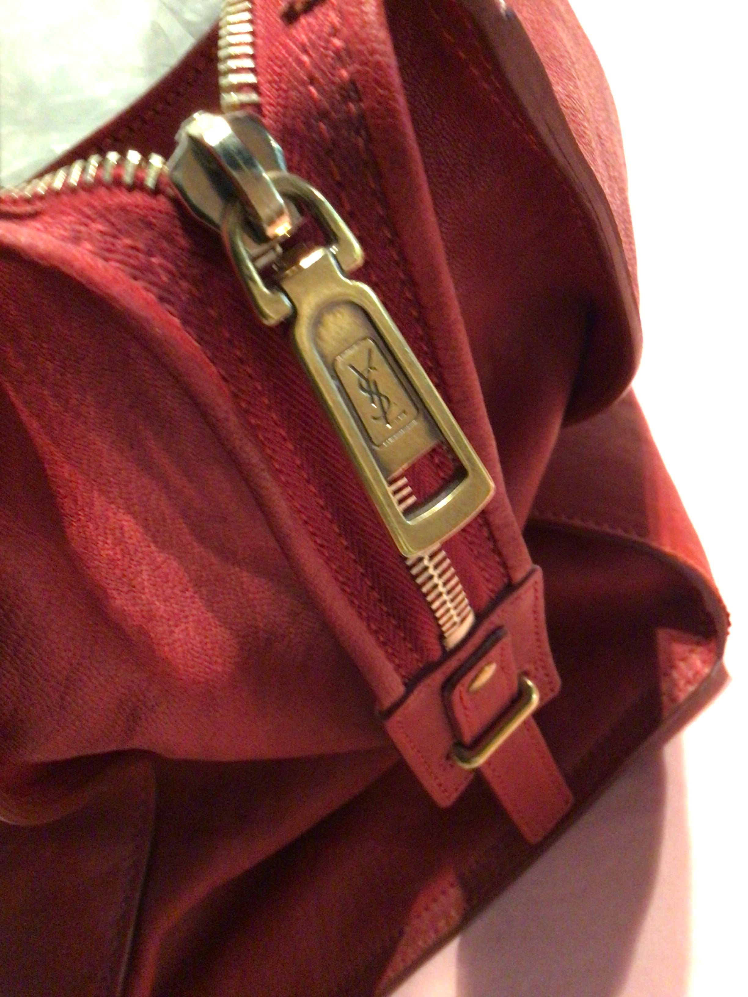 YSL Red Leather Cabas Chyc Tote