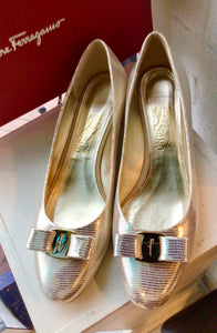 Salvatore Ferragamo Gold Calf Leather Shoes