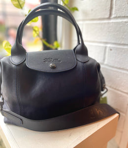 Longchamp Navy Leather Satchel