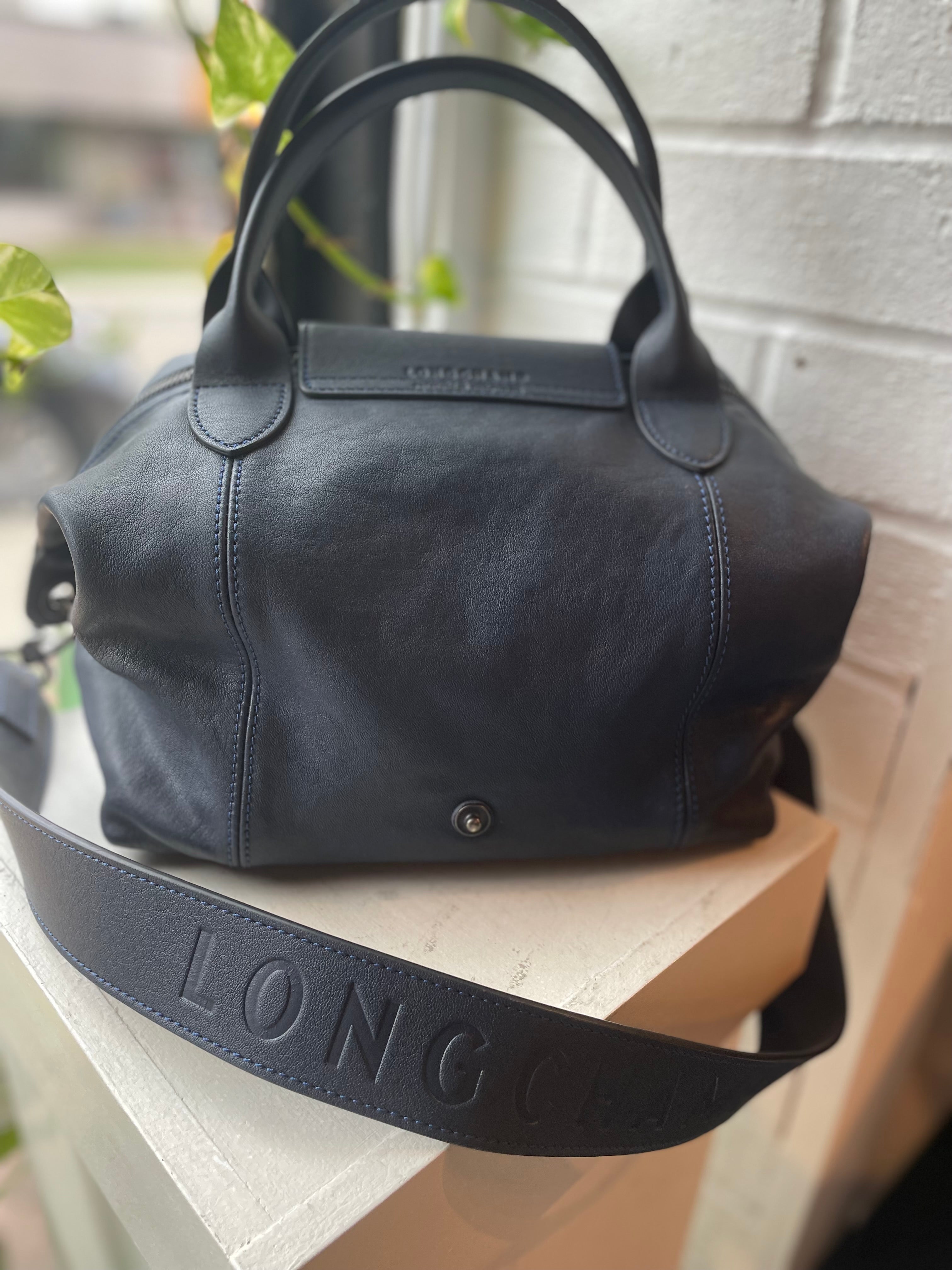 Longchamp Navy Leather Satchel