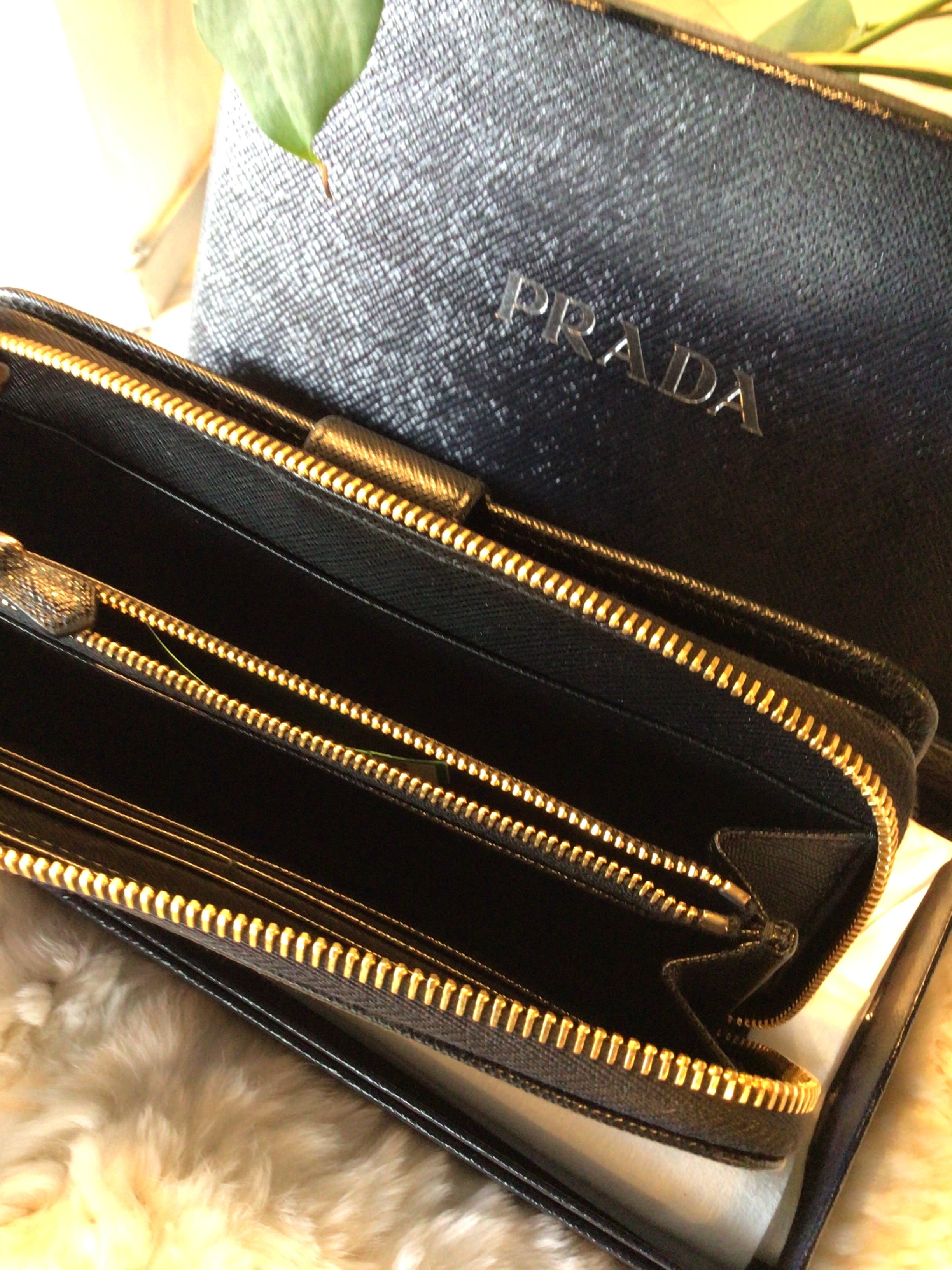 Prada Black Saffiano Lux Leather Wallet