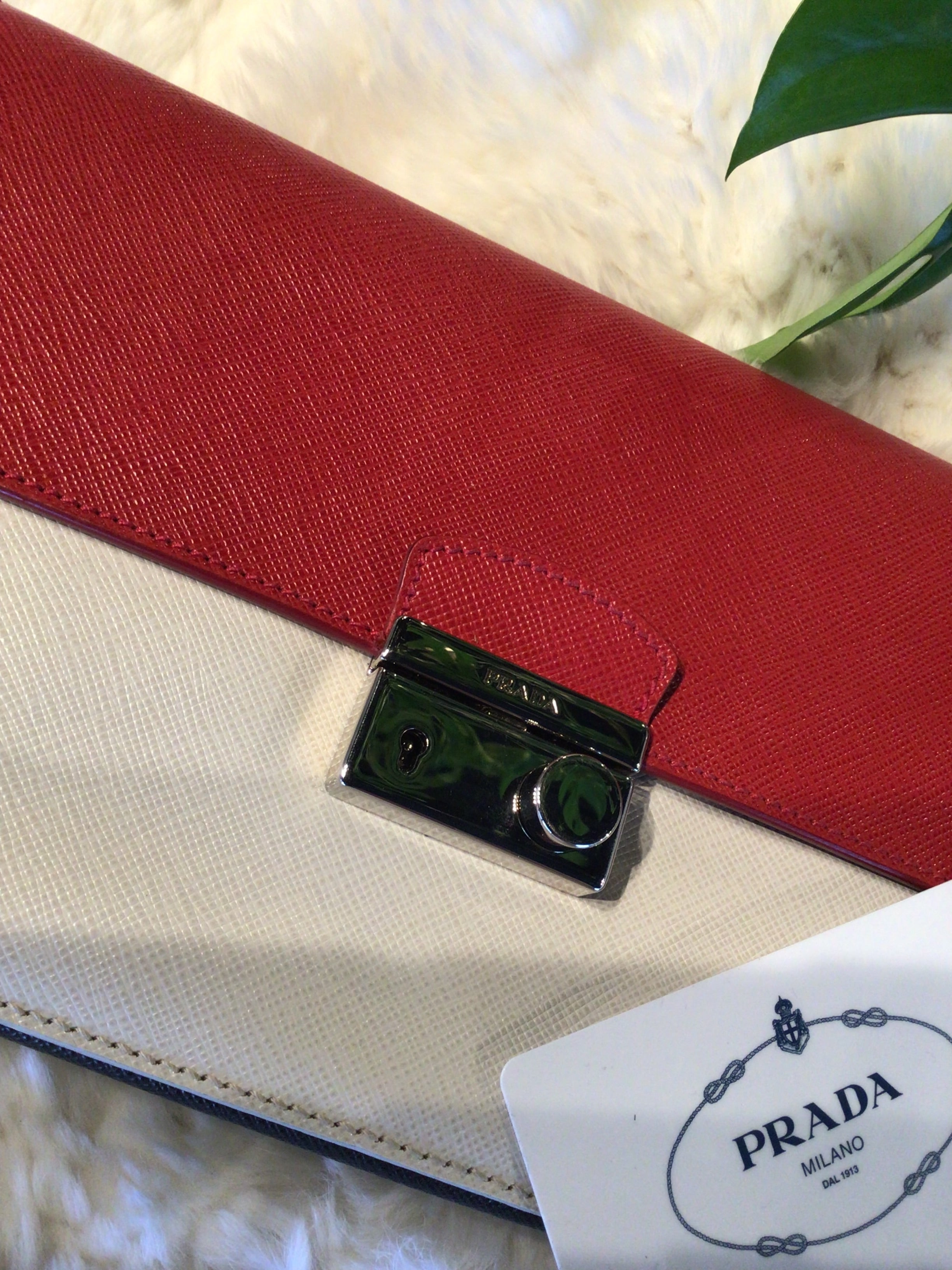 Prada Red & Cream Leather Purse