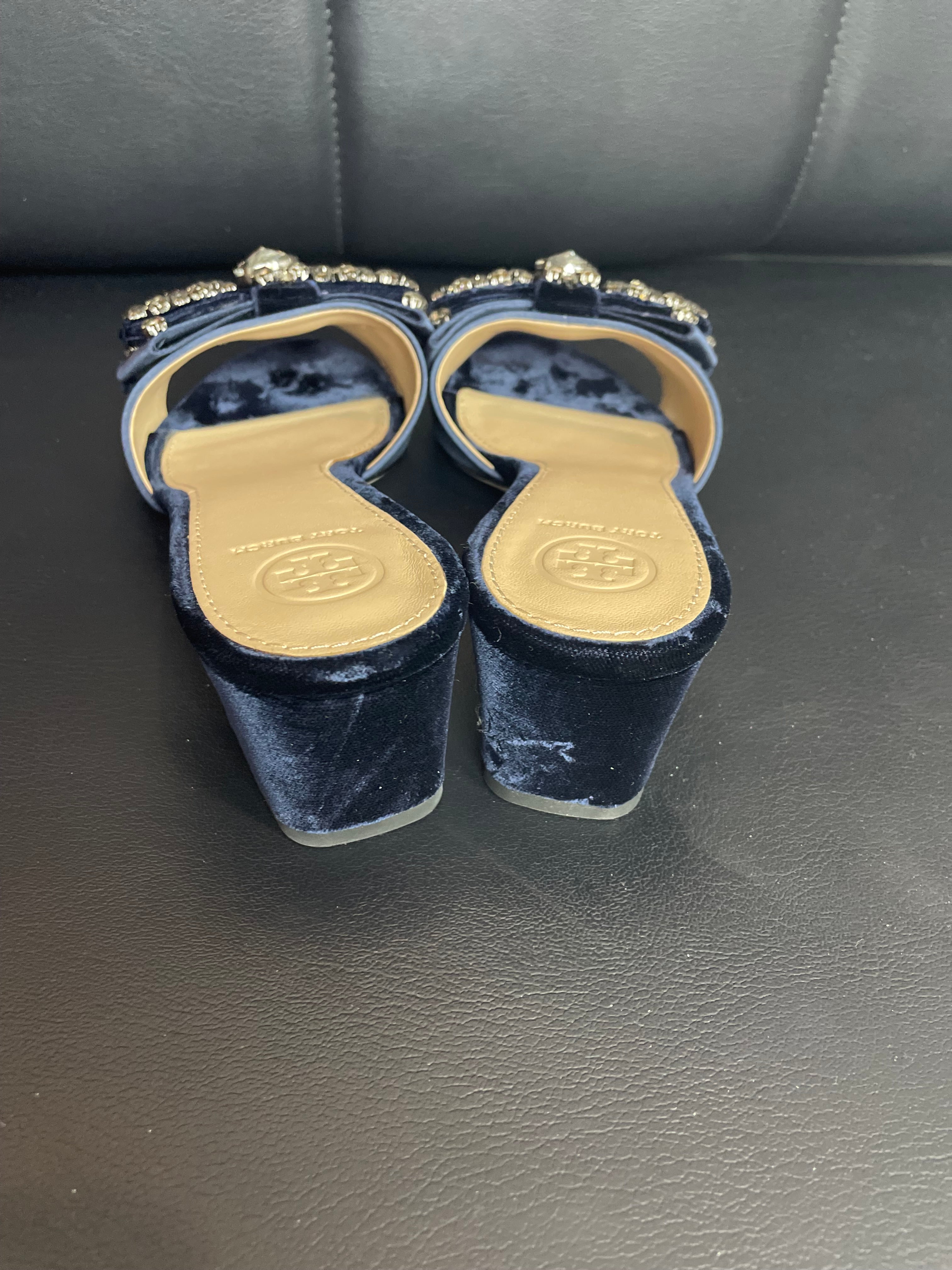 Tory Burch Blue Satin & Velvet Shoes