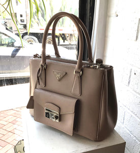 Prada Beige Saffiano Leather Bag