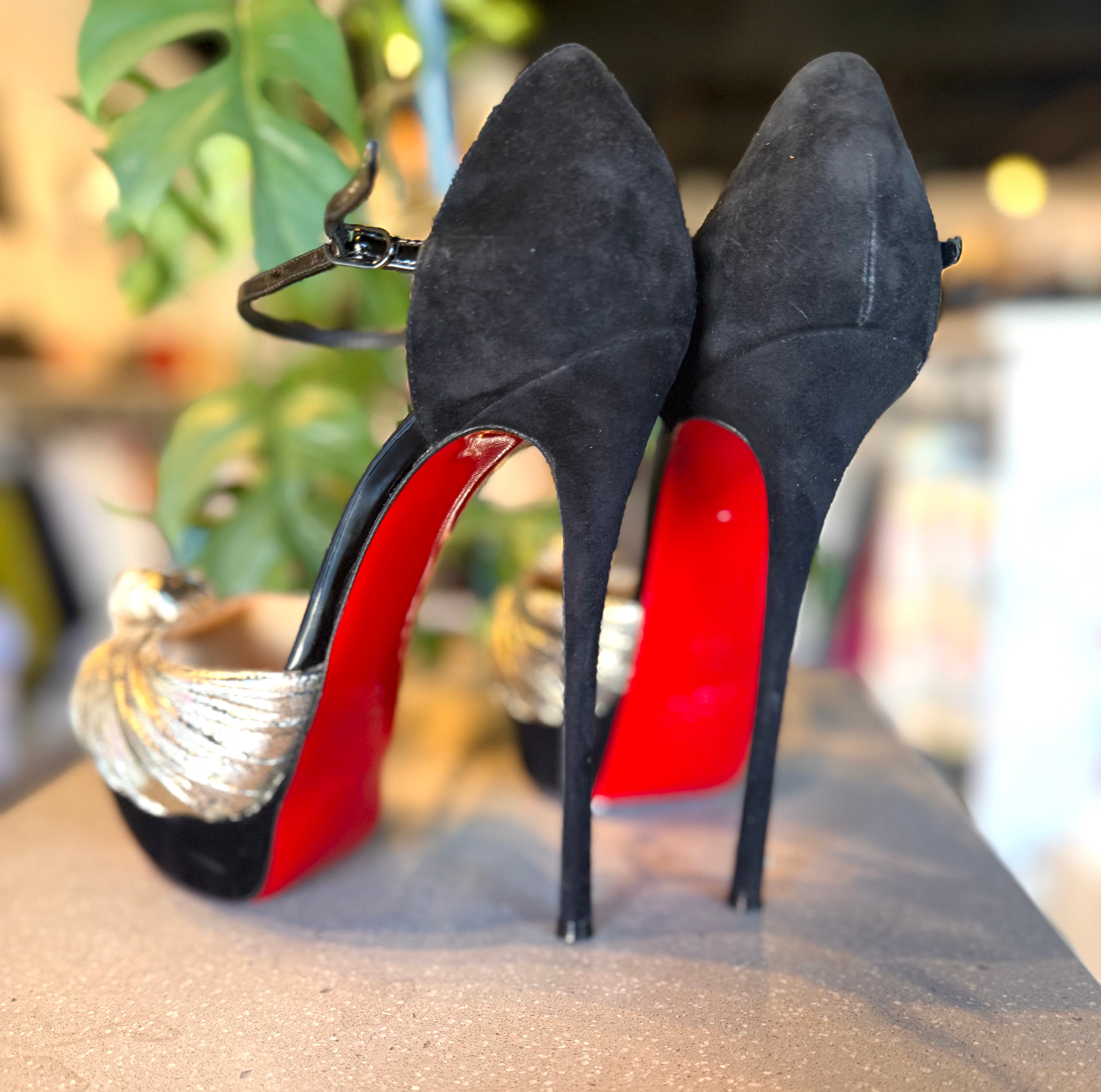 Christian Louboutin Marchavekel Gold & Black Platform Heels