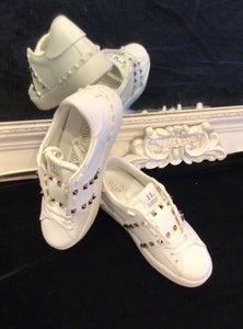 Valentino Garavani White Leather Rock Stud Sneakers