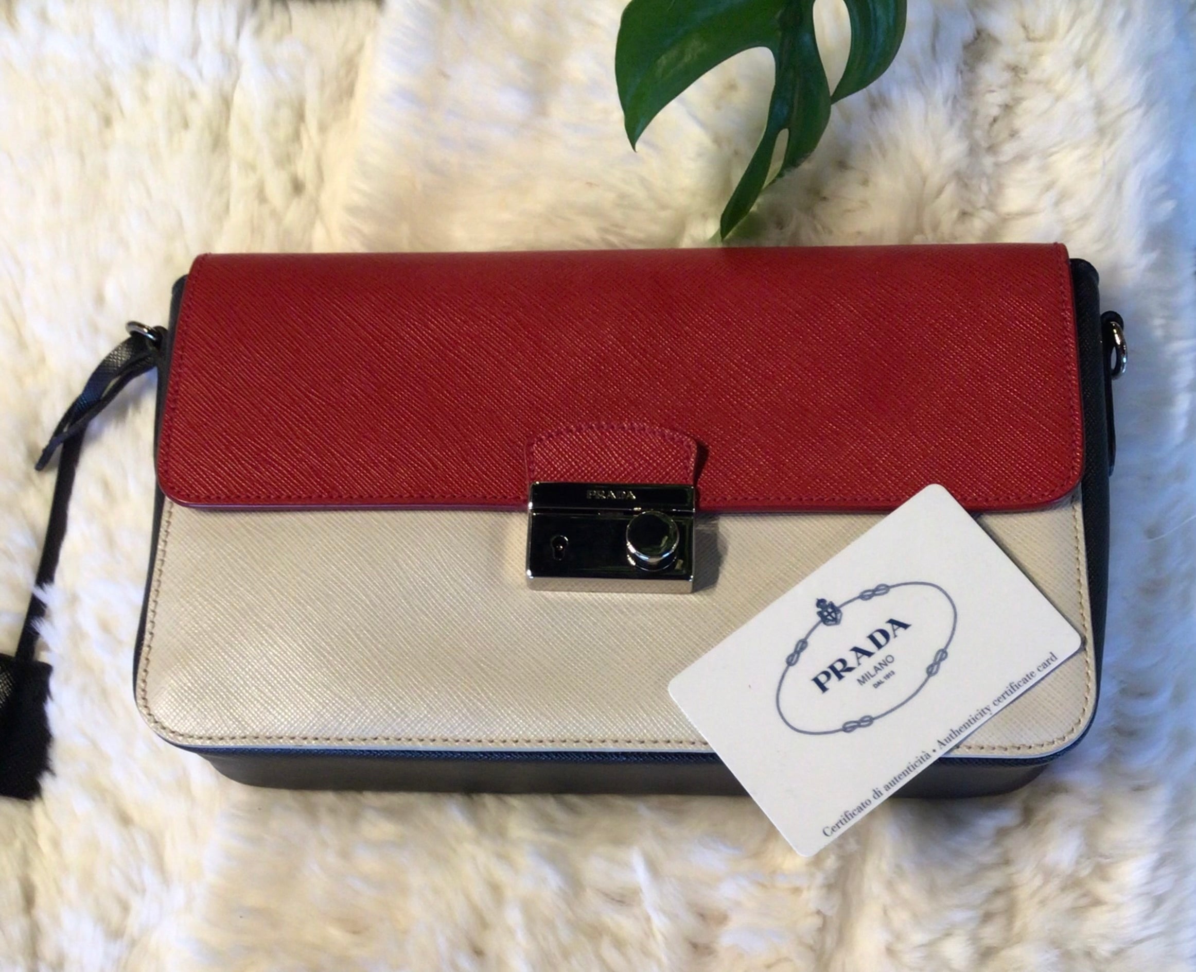 Prada Red & Cream Leather Purse
