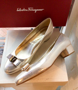 Salvatore Ferragamo Gold Calf Leather Shoes
