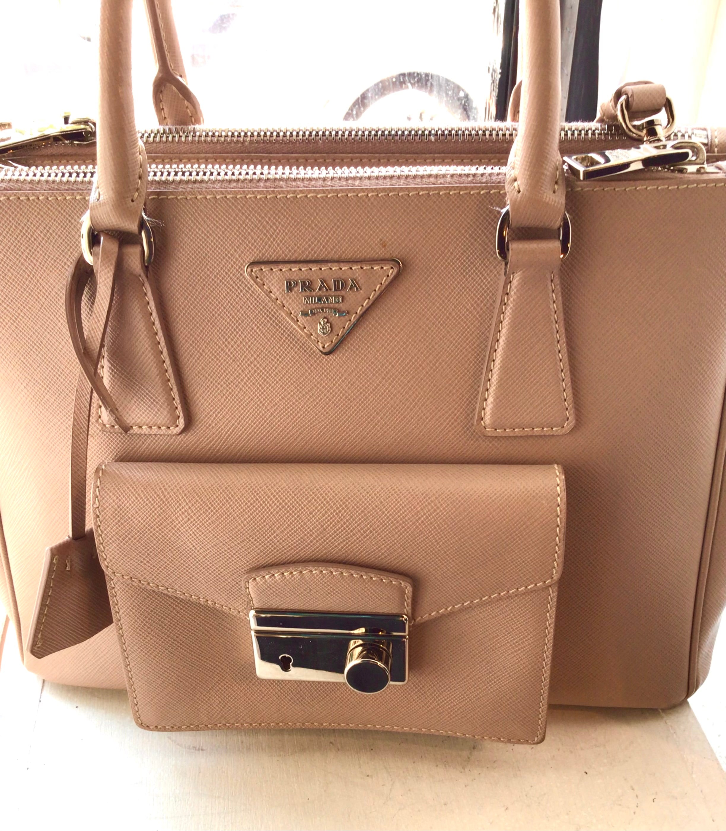 Prada Beige Saffiano Leather Bag