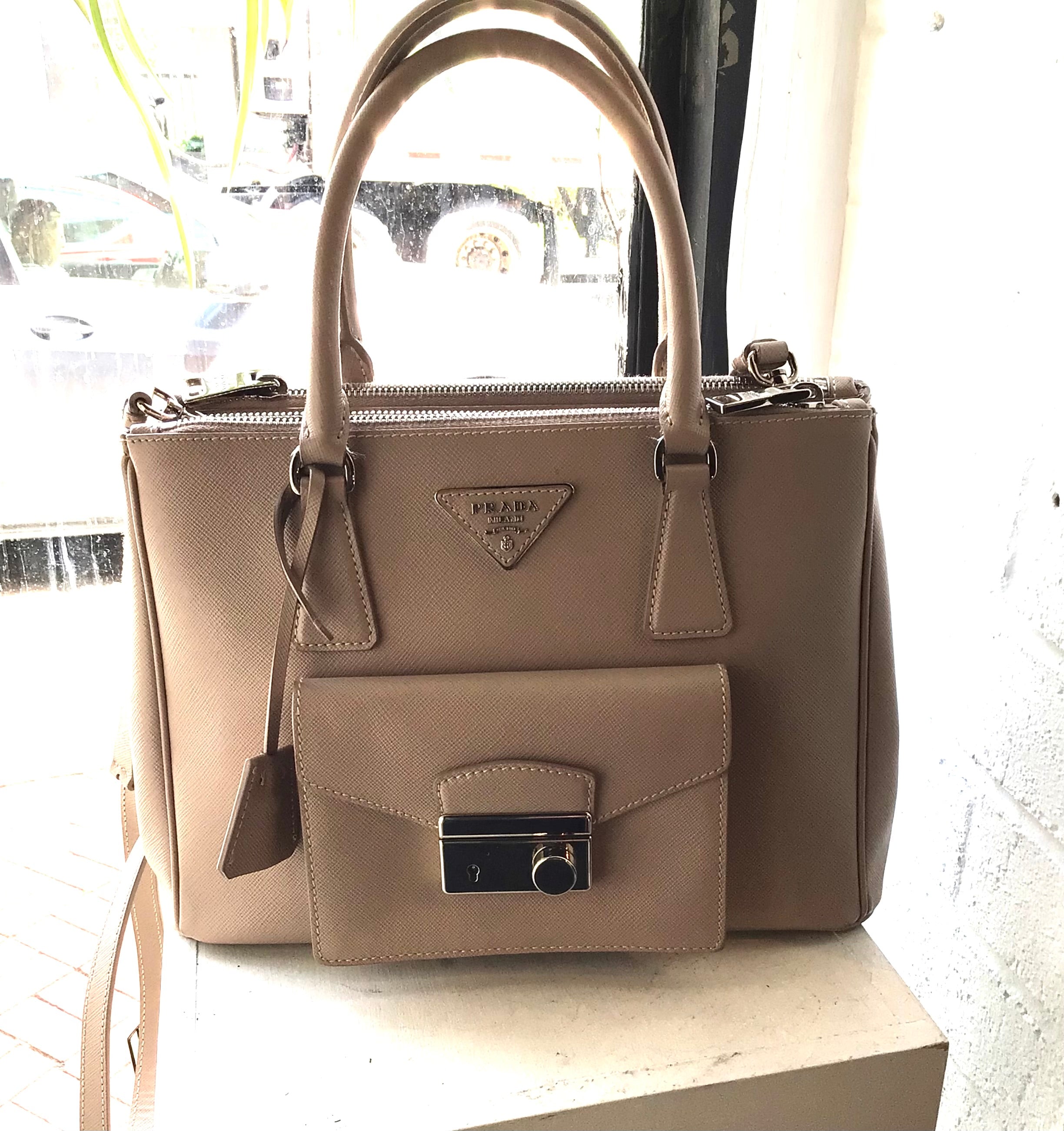 Prada Beige Saffiano Leather Bag