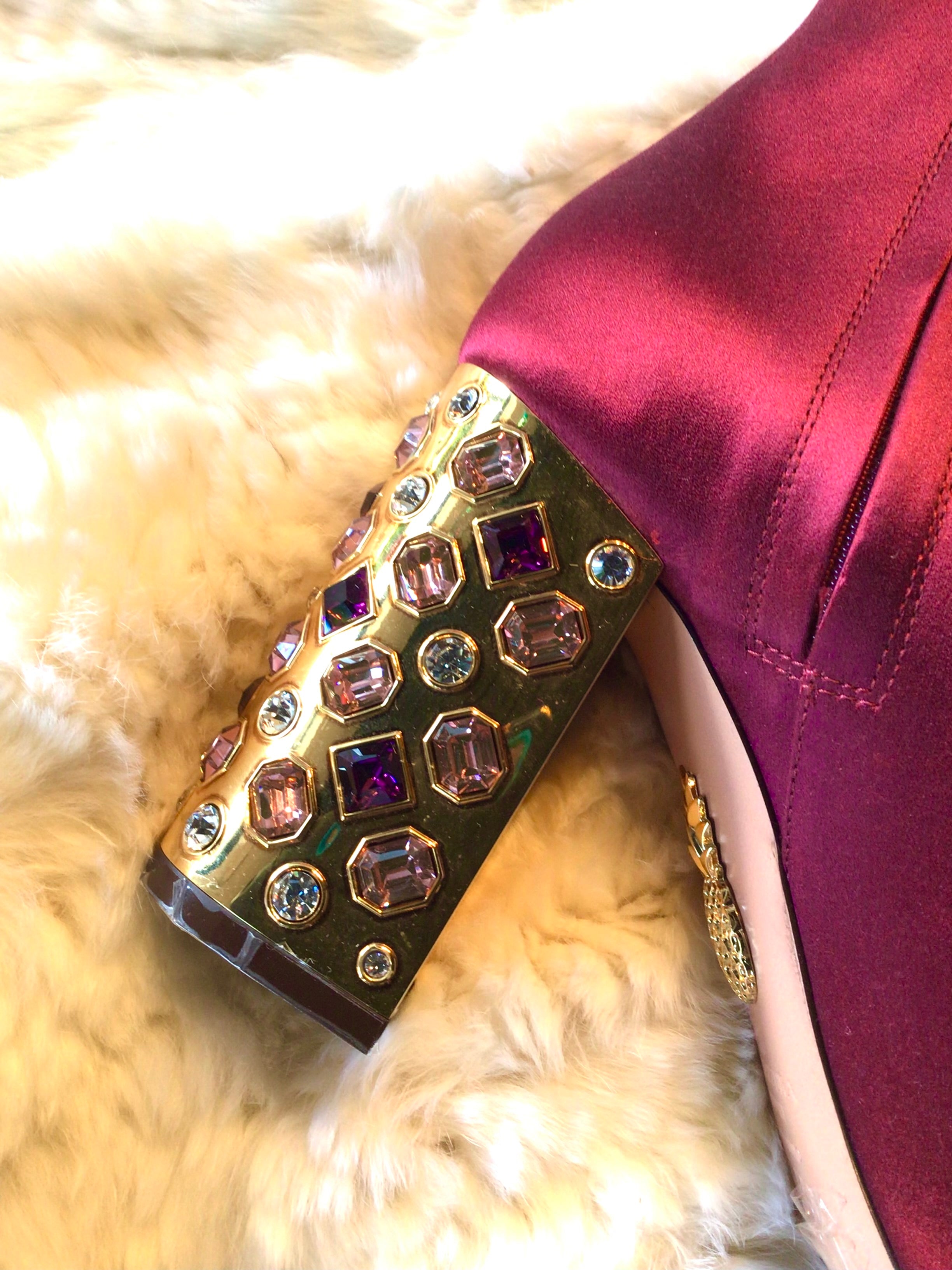 Aquazzura Burgundy Sateen Booties