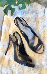 Chanel Black Leather Slingbacks