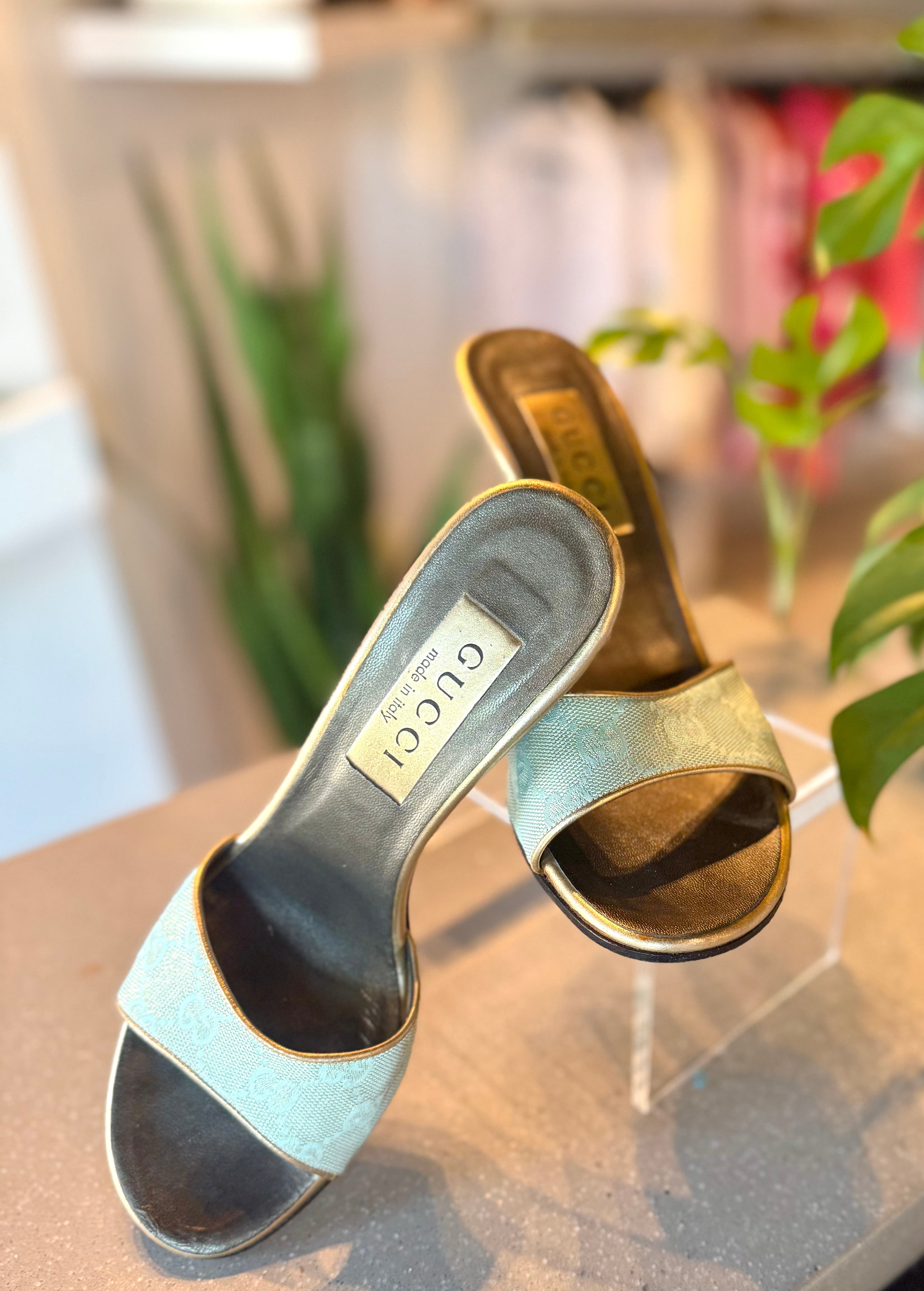 Gucci Pale Blue Mules